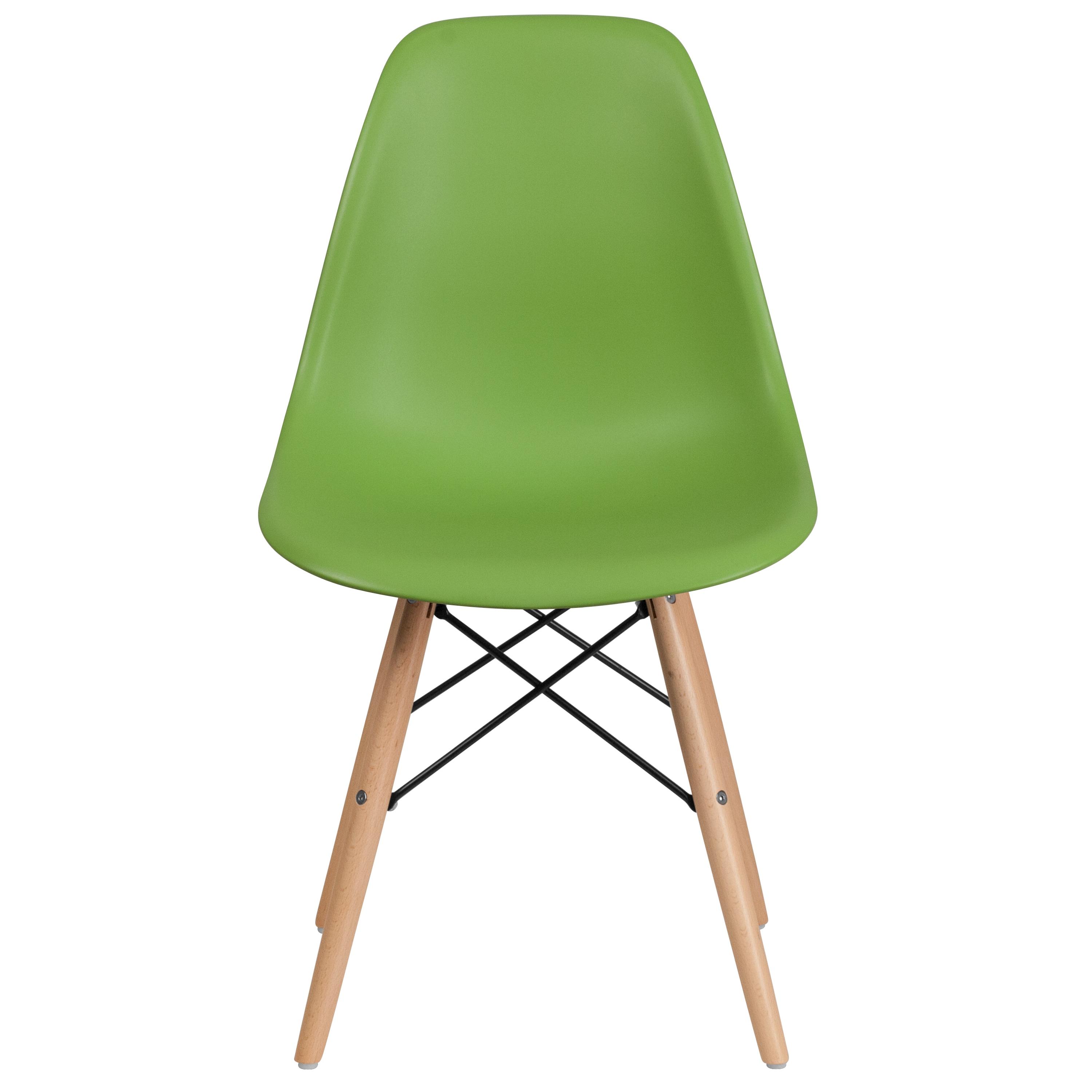 Flash Furniture Elon Series Green Plastic Chair with Wooden Legs