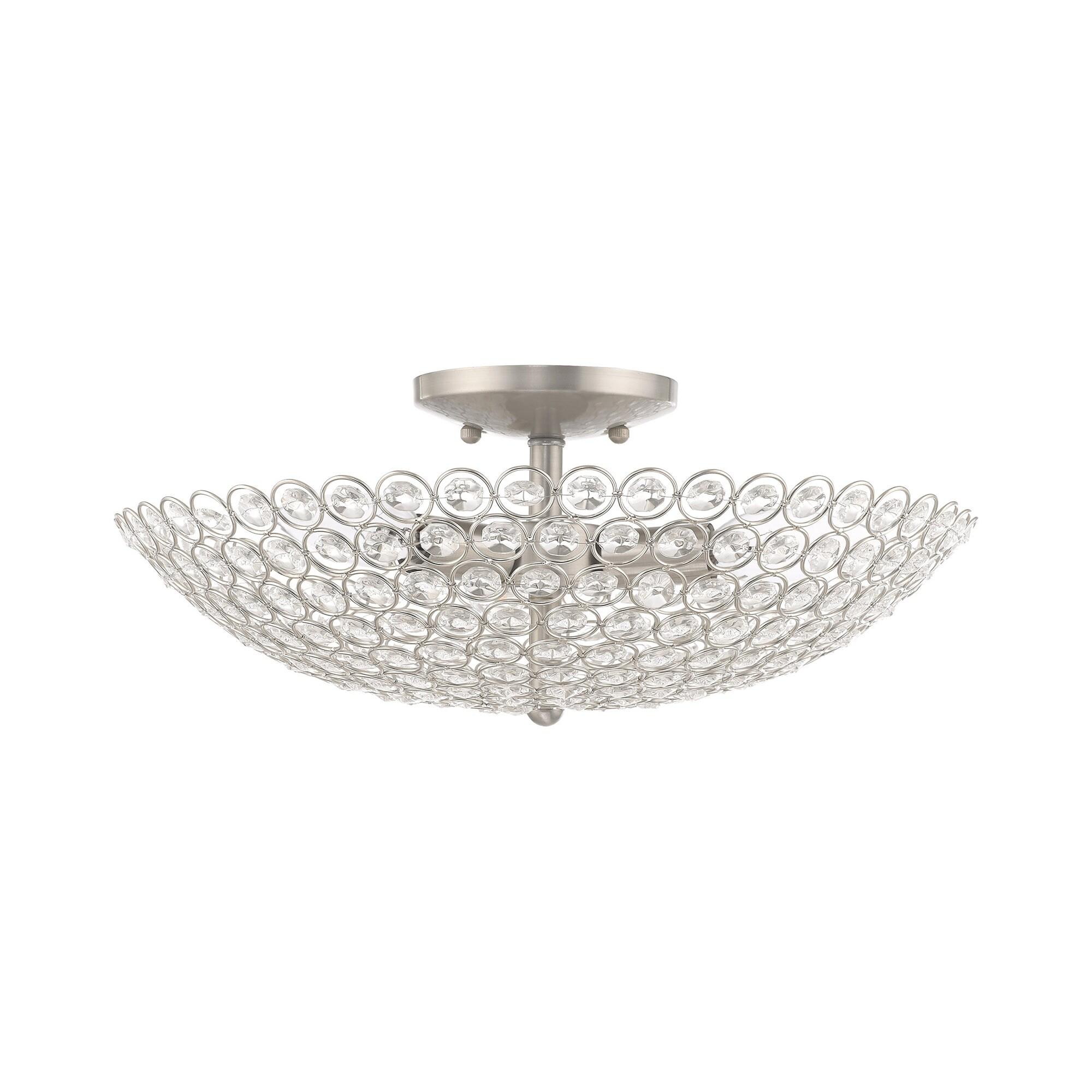 Livex Lighting  Cassandra 3-Light Brushed Nickel Ceiling Mount - 16"Dia. x 6.25"H