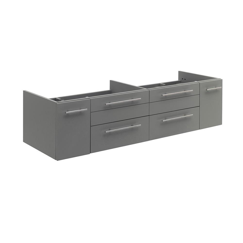 Fresca Lucera 60" Wall Mount Double Undermount Sink Bathroom Vanity Base Only (Top & Sink Not Included)