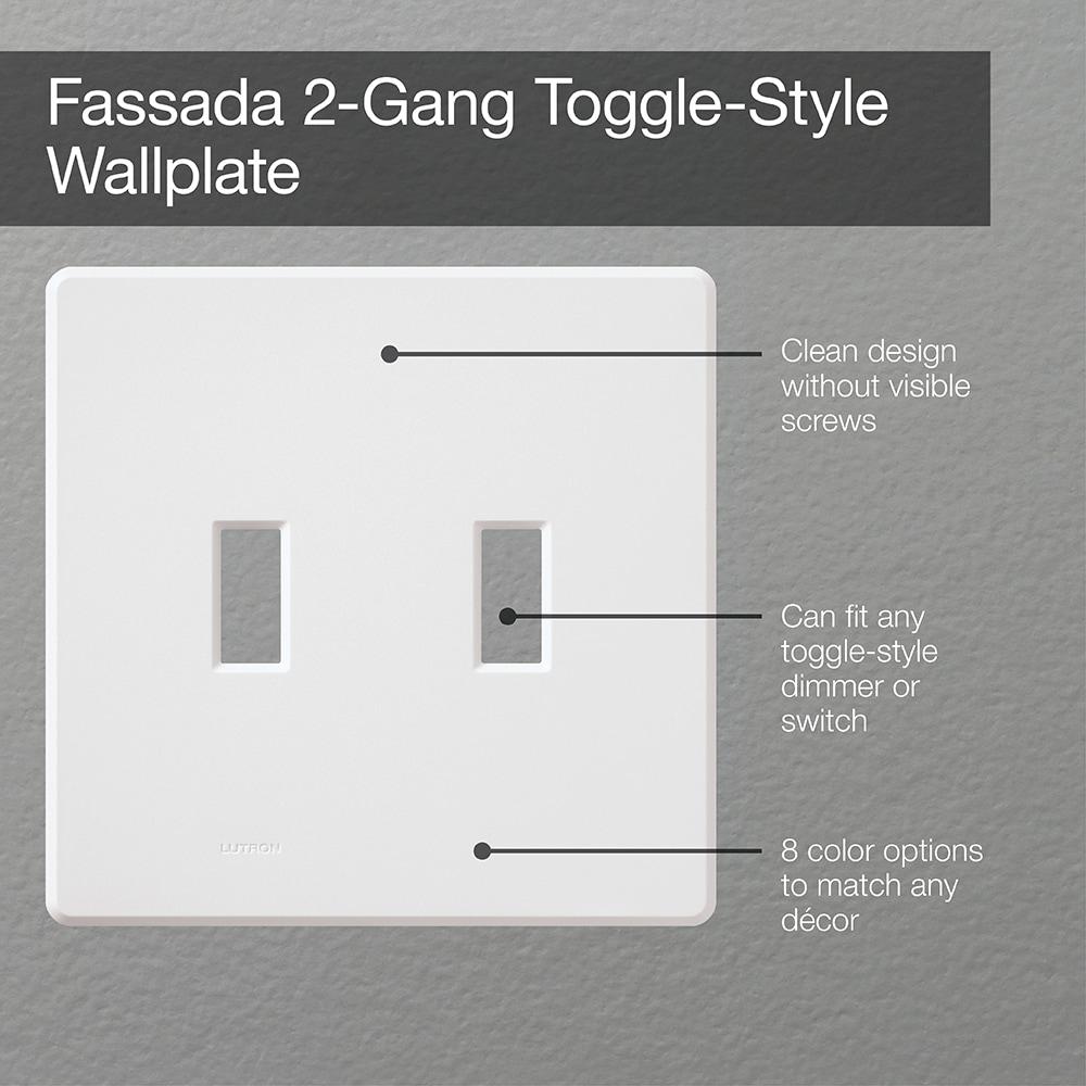 White 2-Gang Screwless Wall Plate for Toggle Switches