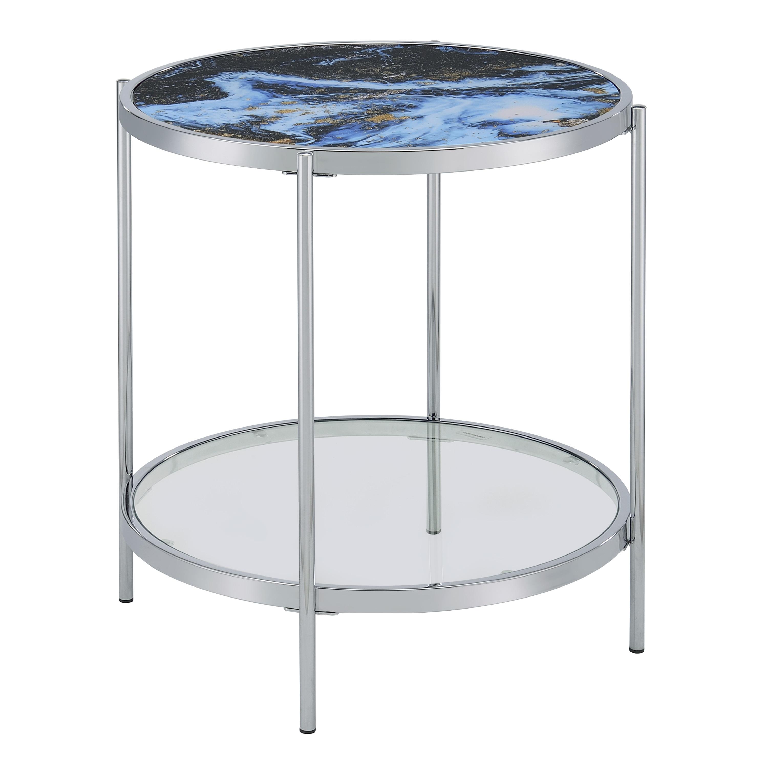 Steve Silver Averie Contemporary 23" Reversible Round End Table, Blue