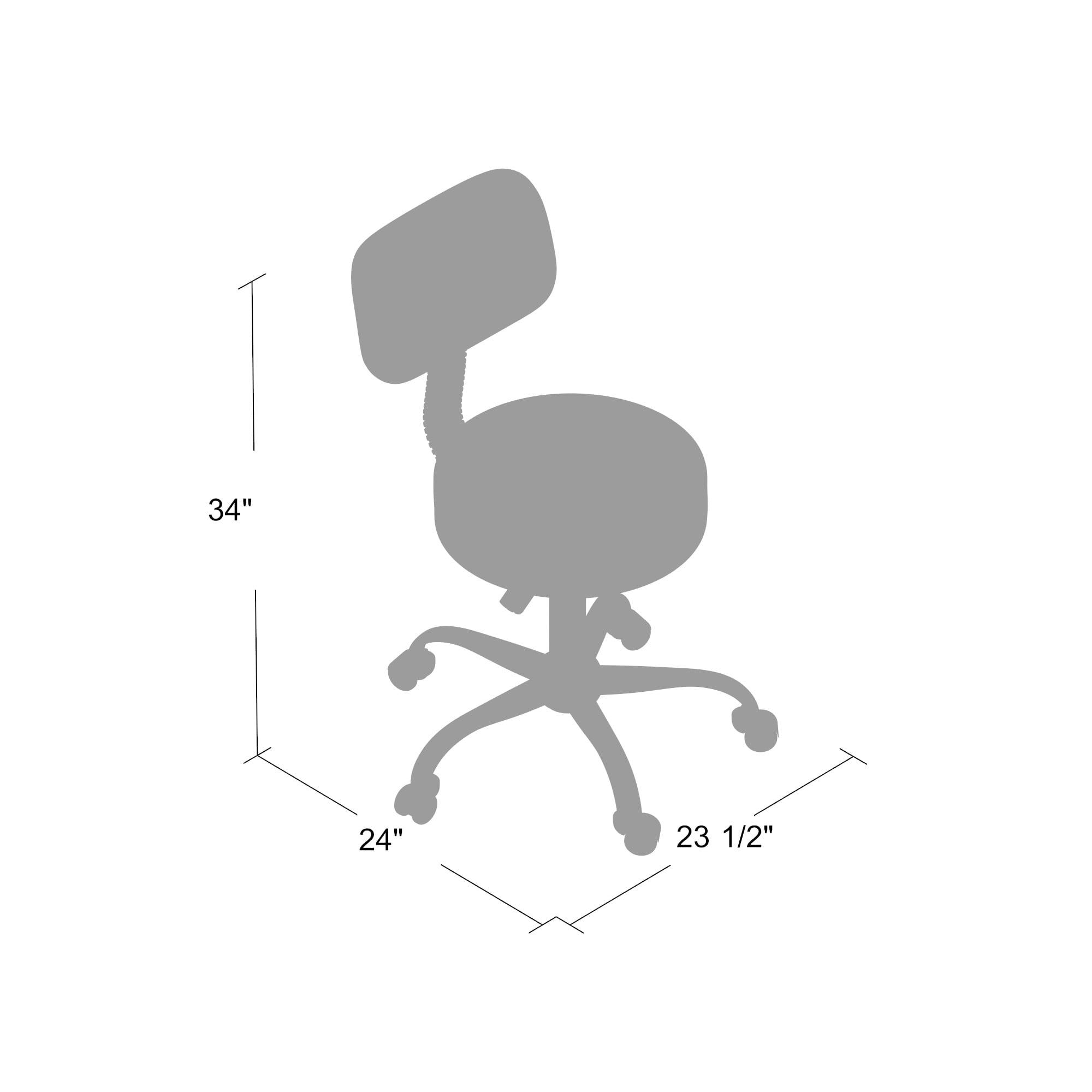 Medical Stool with Back Cushion Black - Boss Office Products: Chrome Base, Adjustable Height & Depth