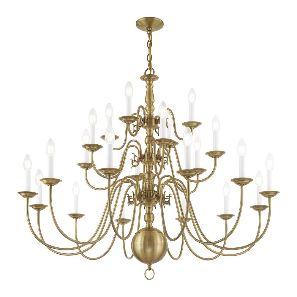Livex Lighting Williamsburgh 22 - Light Chandelier in  Antique Brass