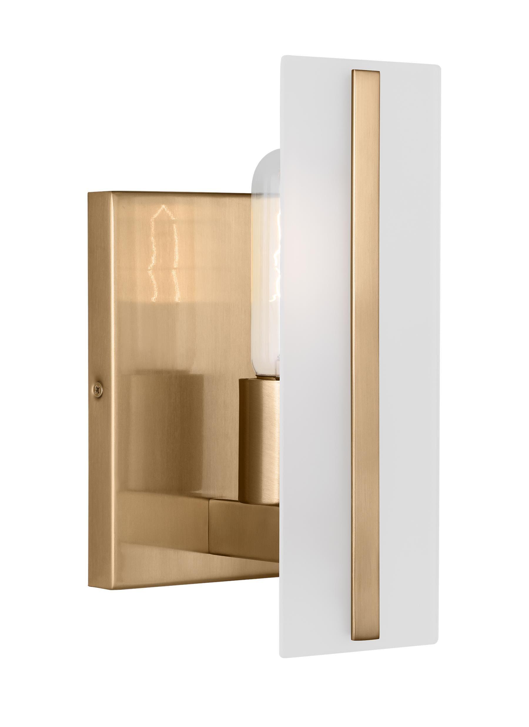 Satin Brass One-Light Vanity Sconce with Etched Glass