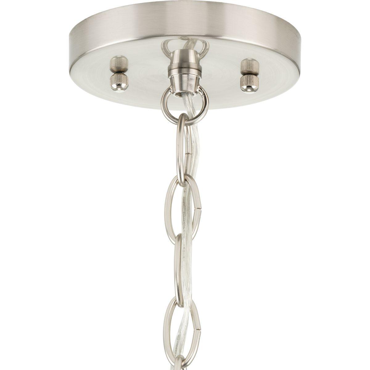 Progress Lighting Hinton 1-Light Industrial Pendant, Brushed Nickel, Seeded Glass Shade