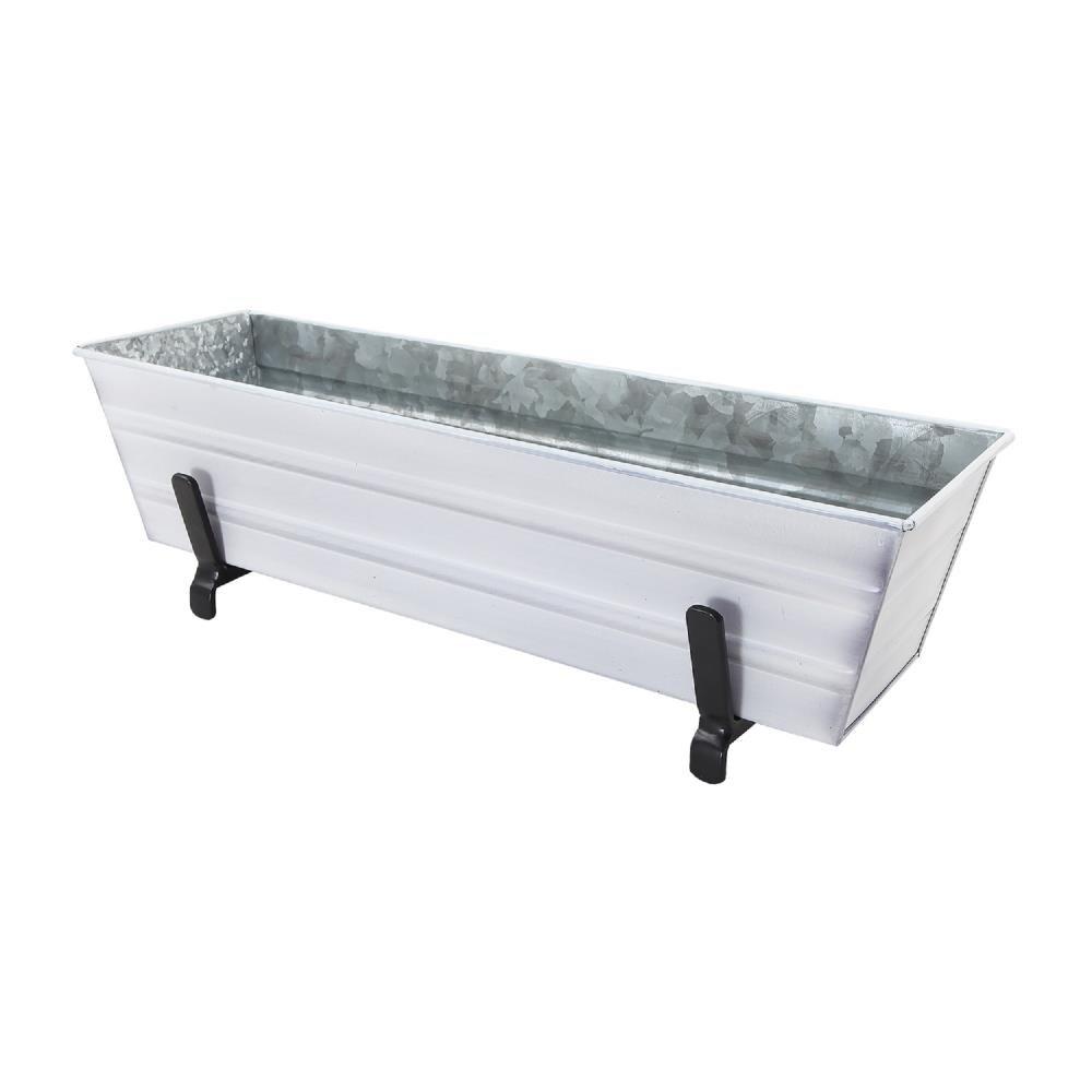 22" Rectangular Galvanized Planter Box with Brackets White - ACHLA Designs