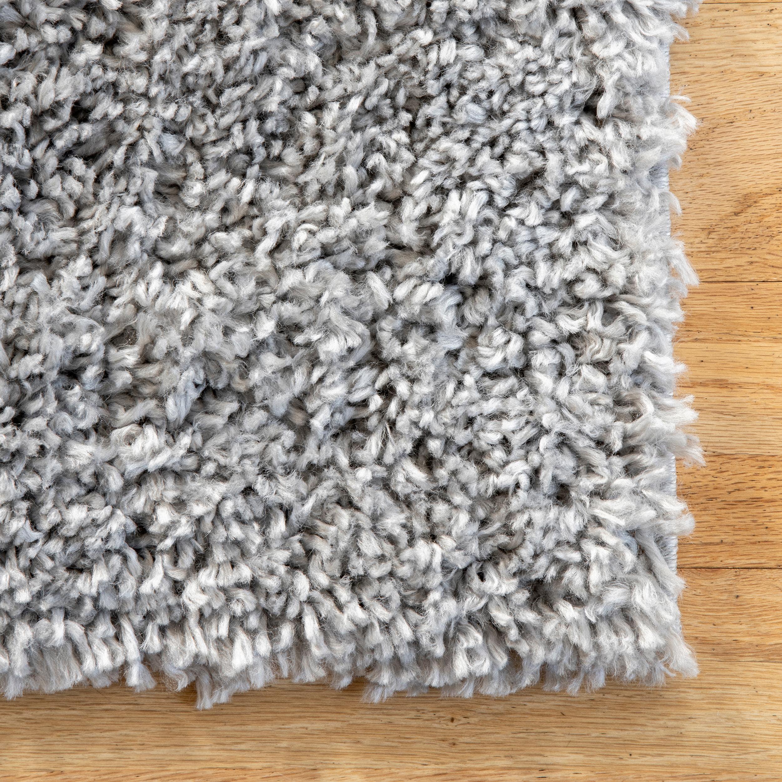 Nuloom Kara Solid 2x8 Runner Shag Indoor Area Rug for Living Room Bedroom Dining Room Nursery Entryway Hallway, Grey/Ivory