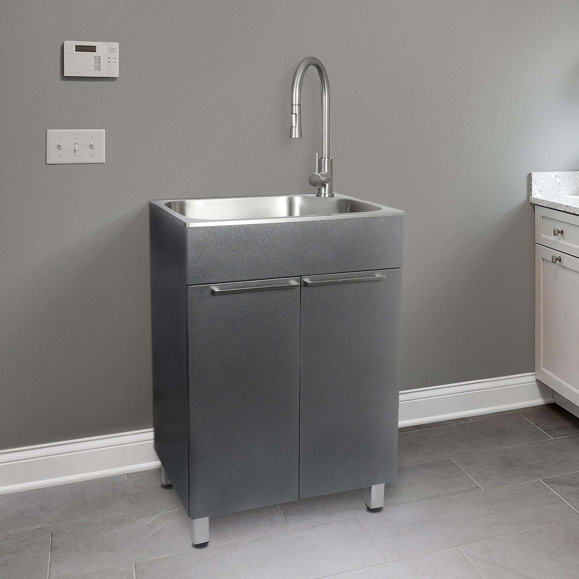 All-In-One 22" L x 18" W Free Standing Compact Laundry Sink with Faucet