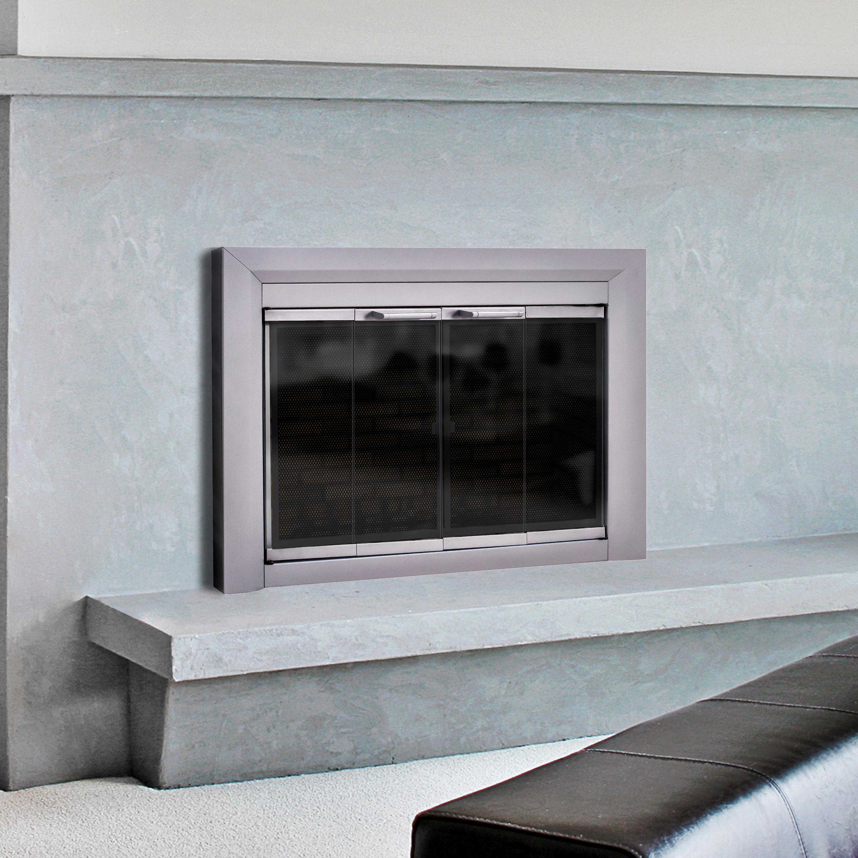 Clairmont Medium Skyline Nickel Fireplace Glass Doors