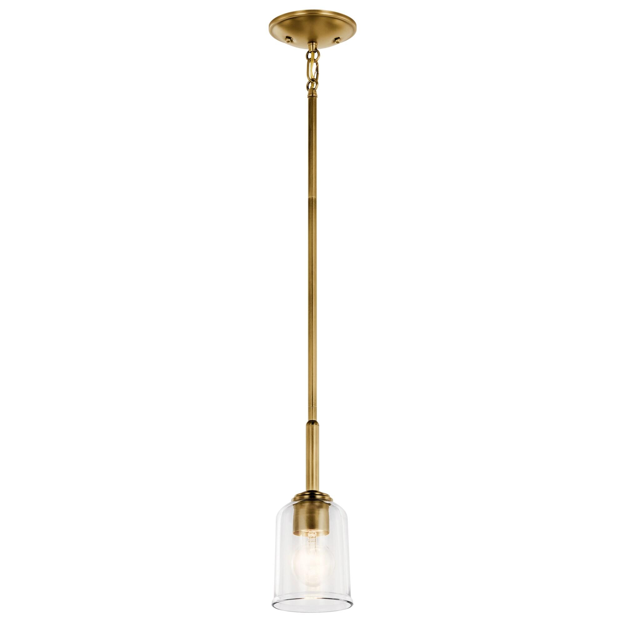 Kichler 43674 Shailene 5" Wide Mini Pendant - Natural Brass / Clear