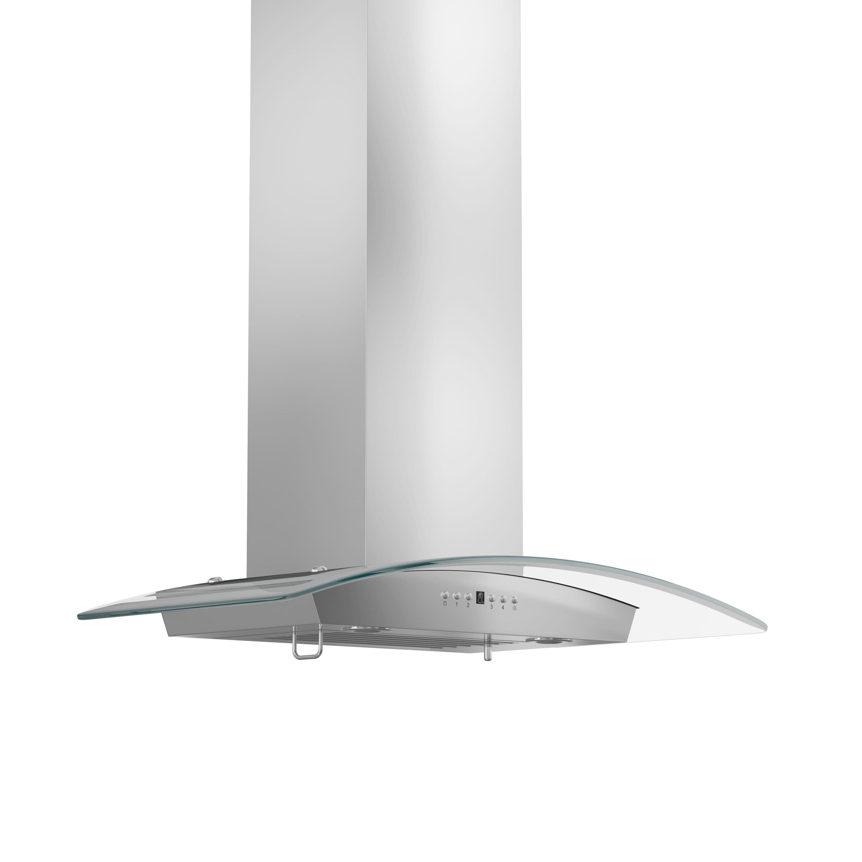 ZLINE 36 in. Convertible Vent Wall Mount Range Hood in Stainless Steel & Glass (KZ-36)