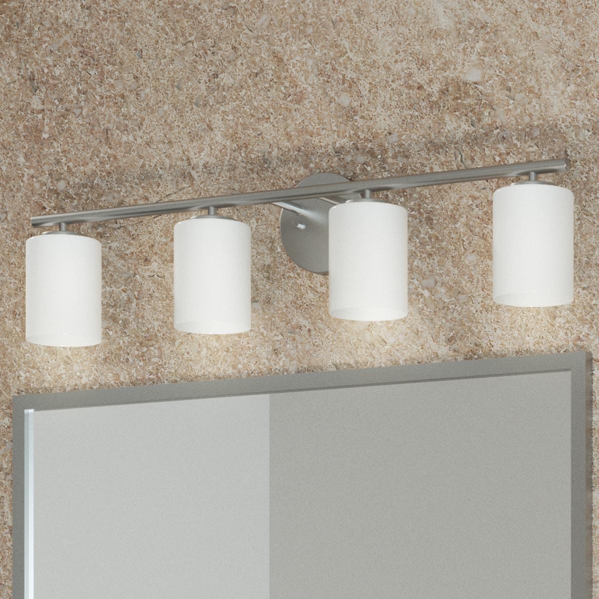 Progress Lighting Replay Collection 4-Light Bath Vanity, Brushed Nickel, Porcelain Shade