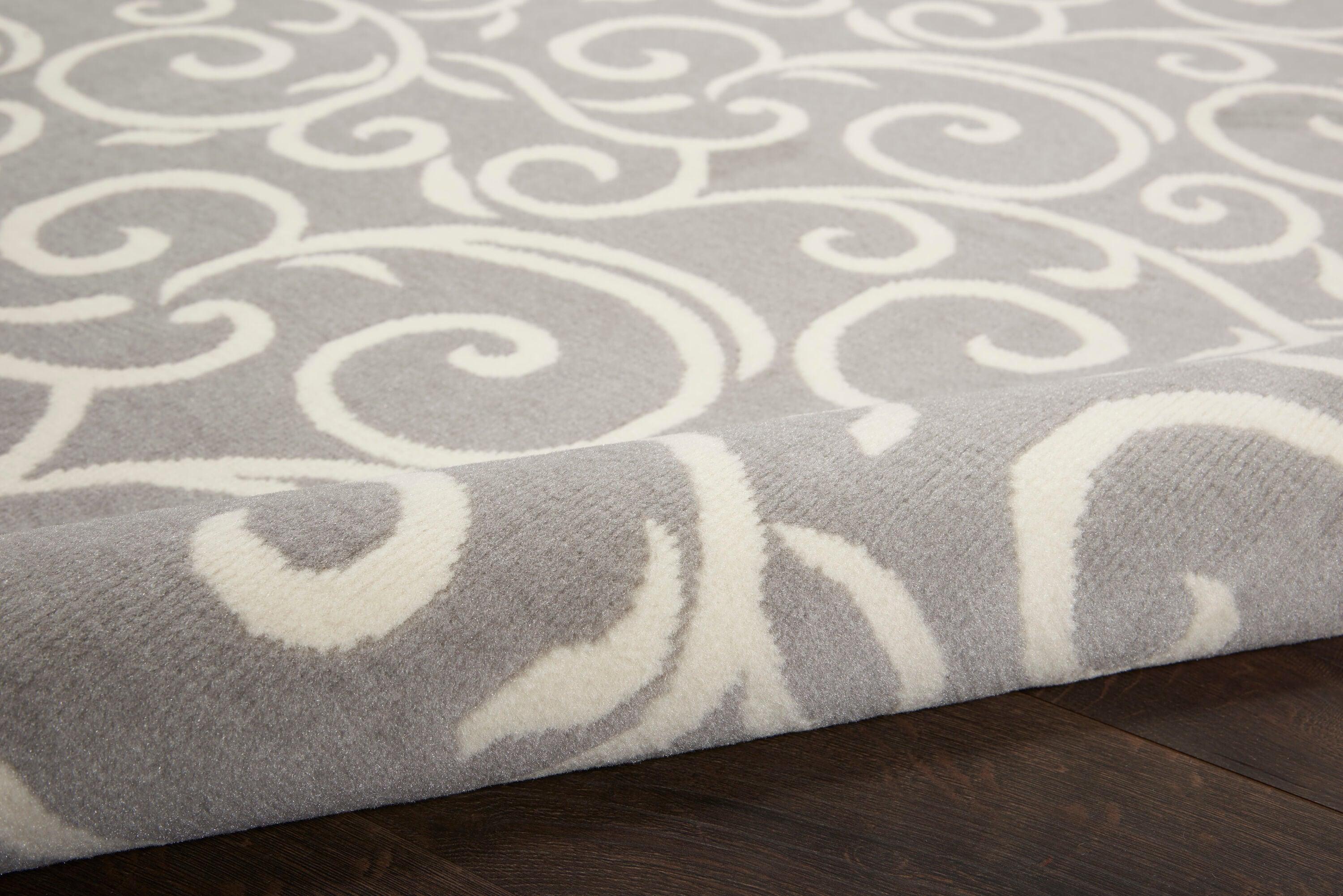 Nourison Grafix 6' x 9' Grey Area Rug Bohemian Contemporary Botanical by Nourison
