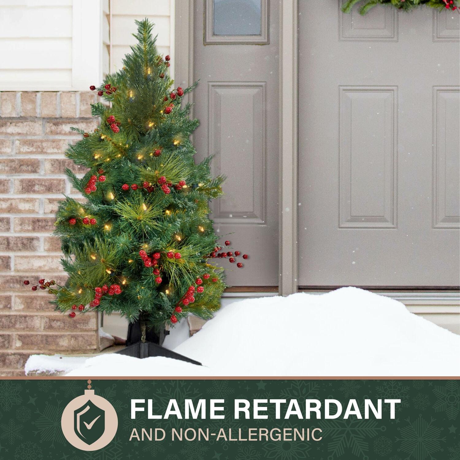 Fraser Hill Farm 2-ft. Newberry Pine Artificial Tree with Battery-Operated LED String Lights