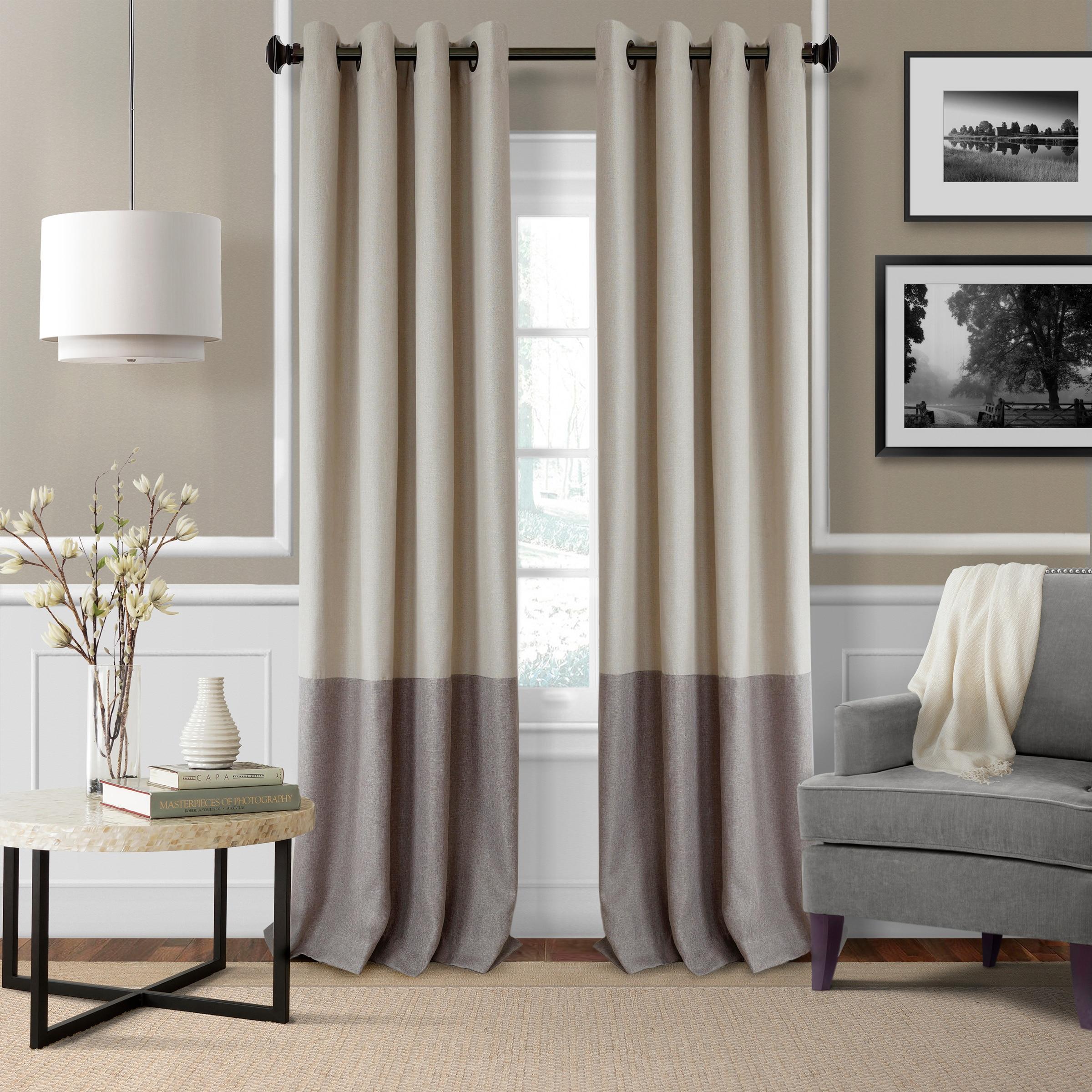 Extra Long Gray Linen Blackout Grommet Curtain Panel