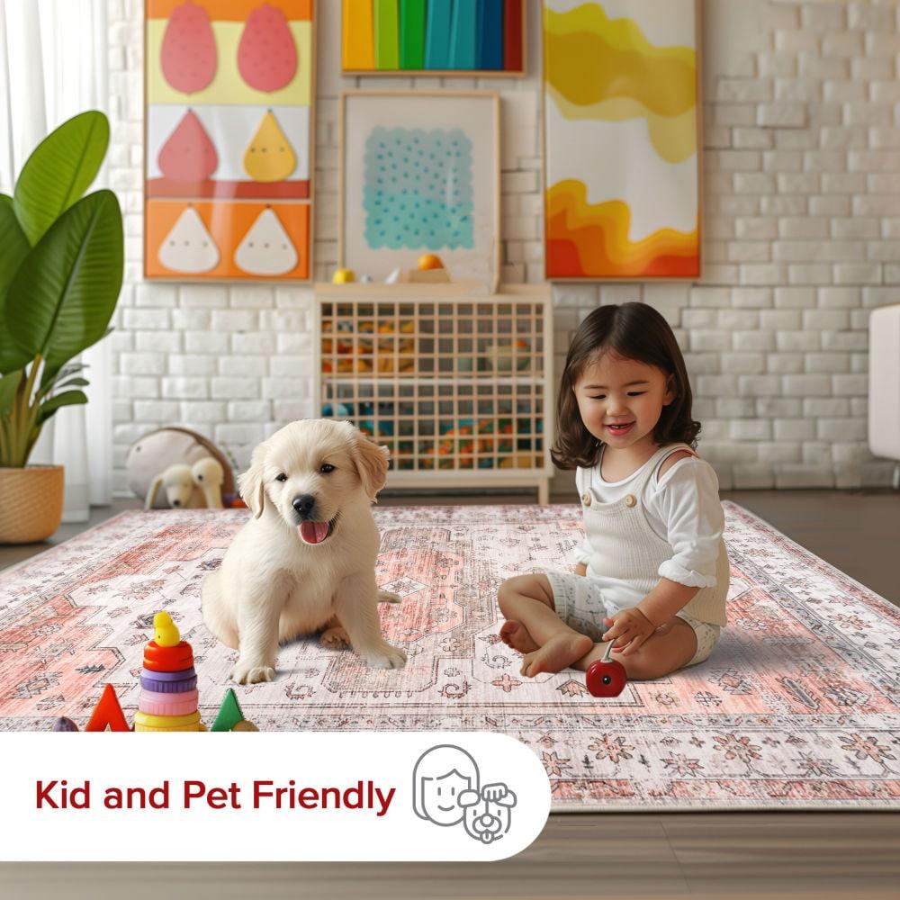 Nuloom Banks Vintage Pet Friendly Machine Washable Area Rug, 2' x 3', Beige
