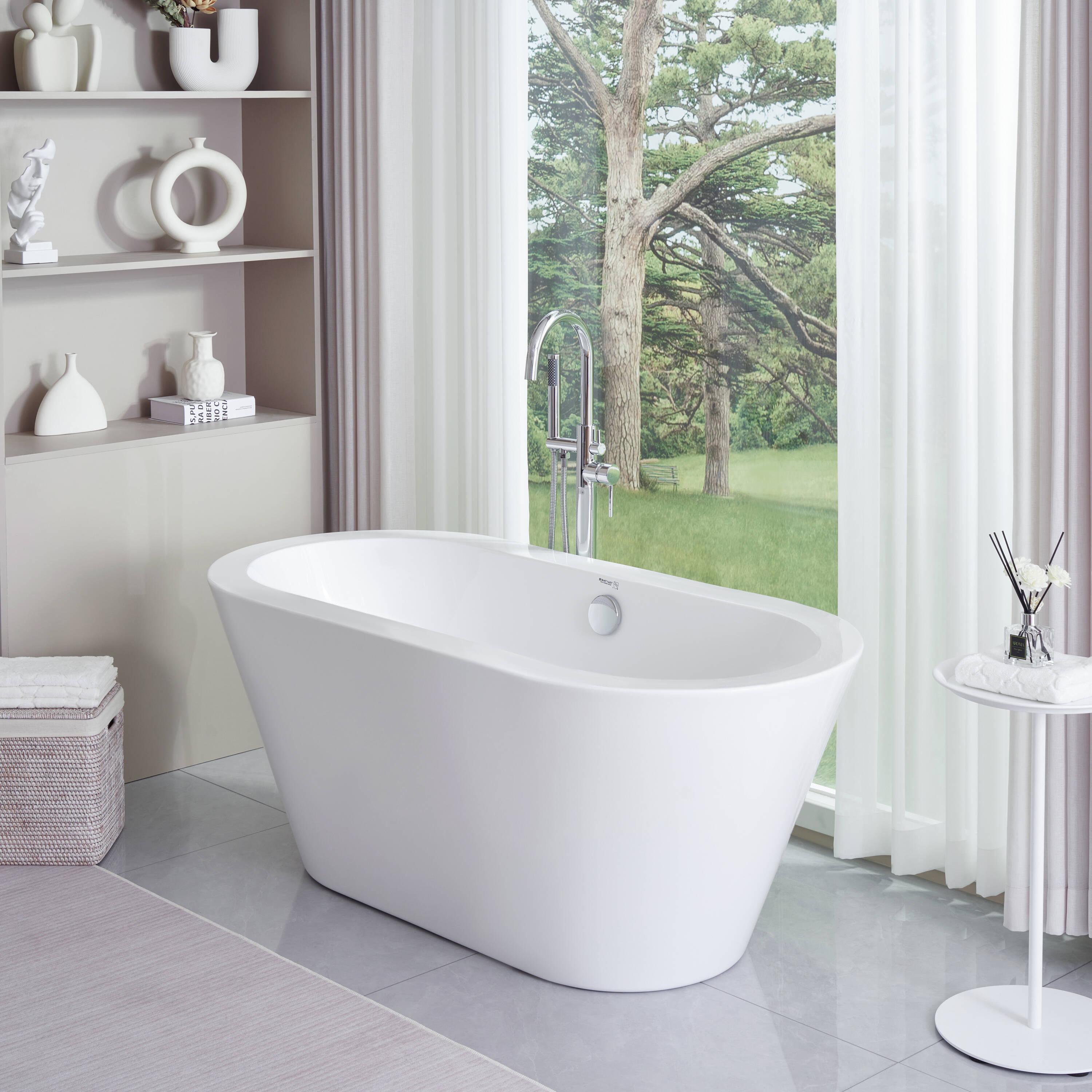 Iris 59" x 30" Freestanding Soaking Acrylic Bathtub