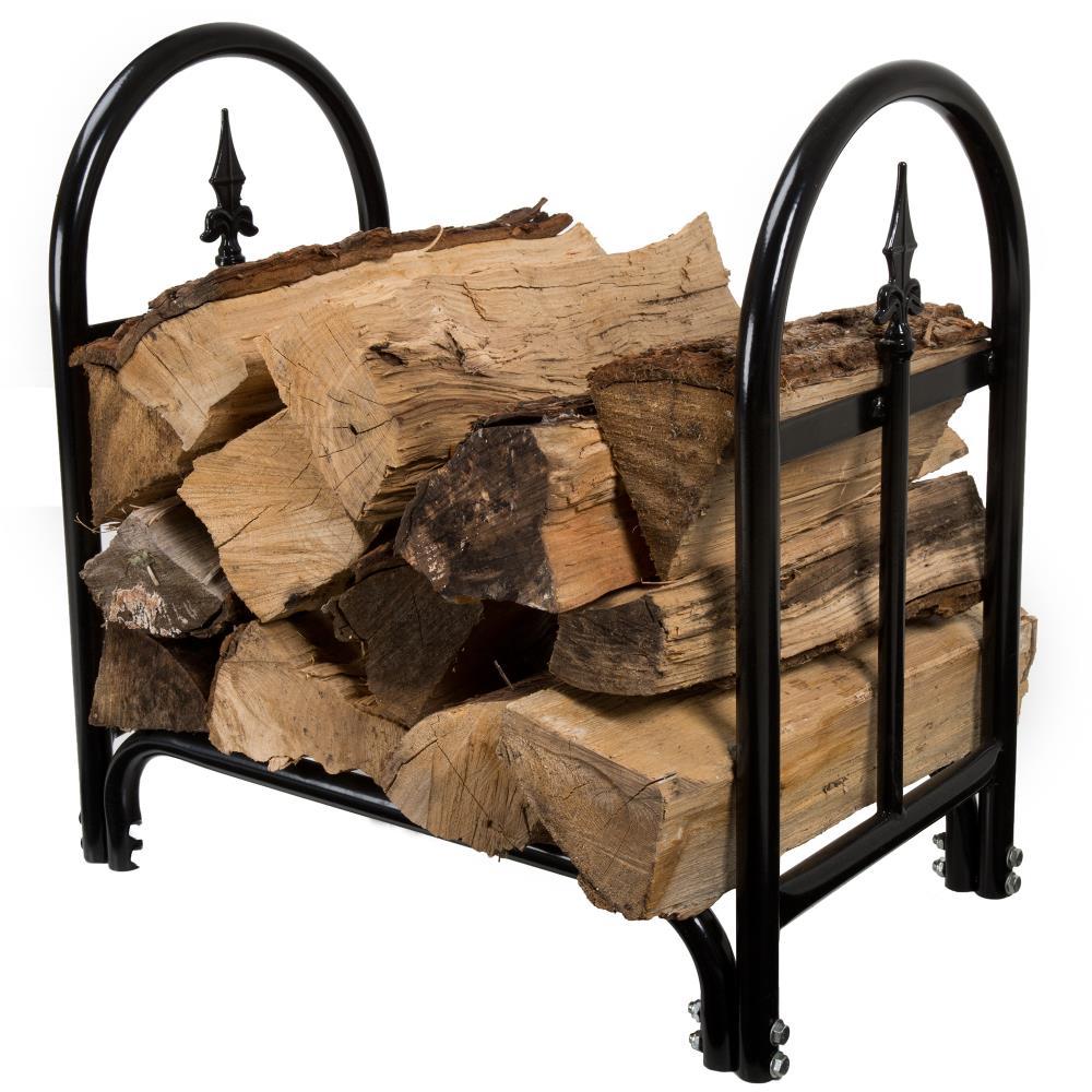 Nature Spring Indoor Arched Finial Firewood Storage Rack, Black