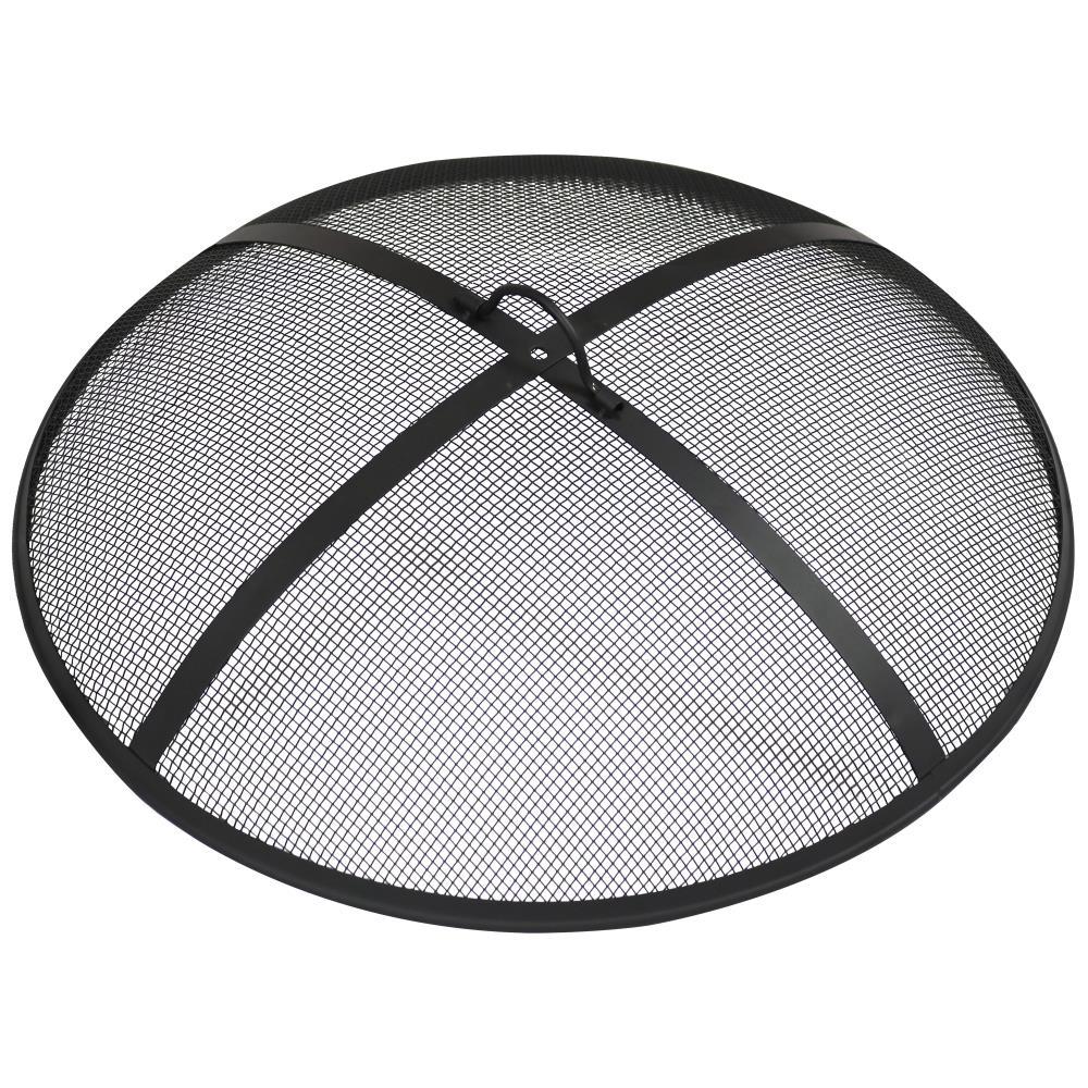SunnyDaze Decor Heavy-Duty Round Steel Mesh Fire Pit Spark Screen with Handle