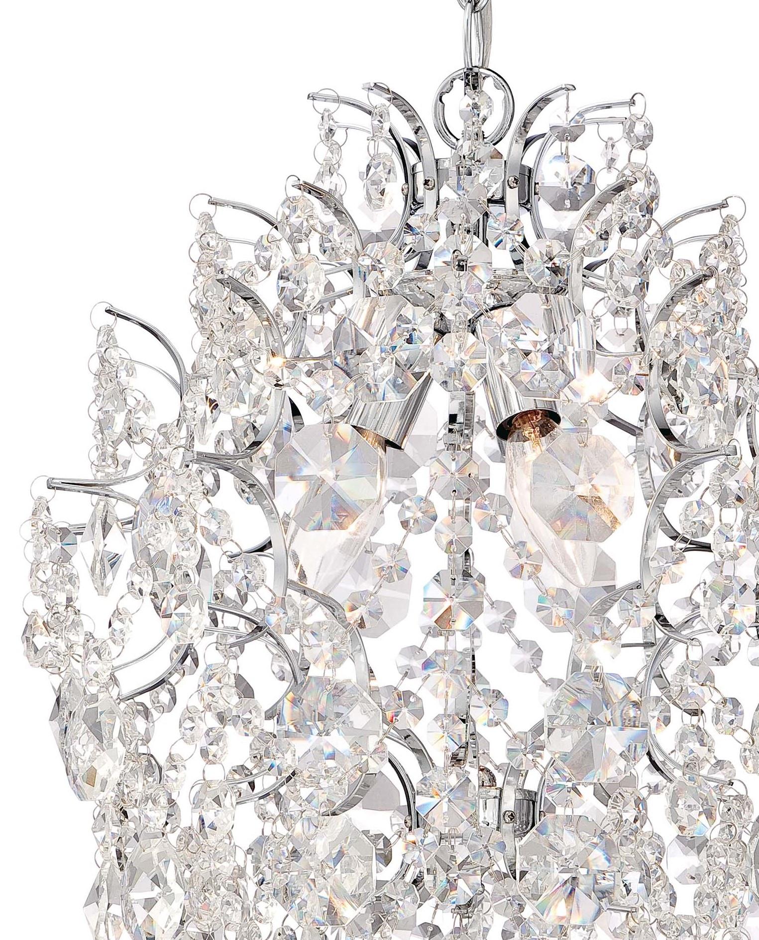 Elegant Chrome Mini Chandelier with Crystal Accents, 3-Light