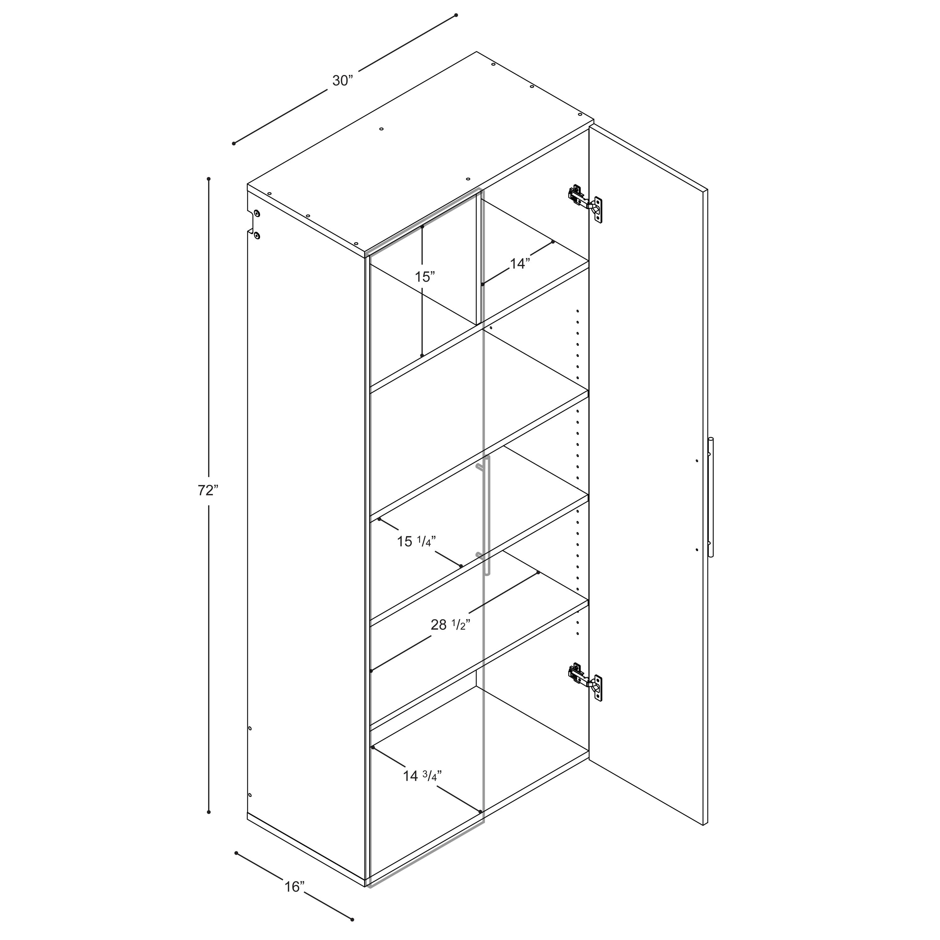 Prepac HangUps 6 Piece 120" Wall Mounted Garage Cabinet Set in White