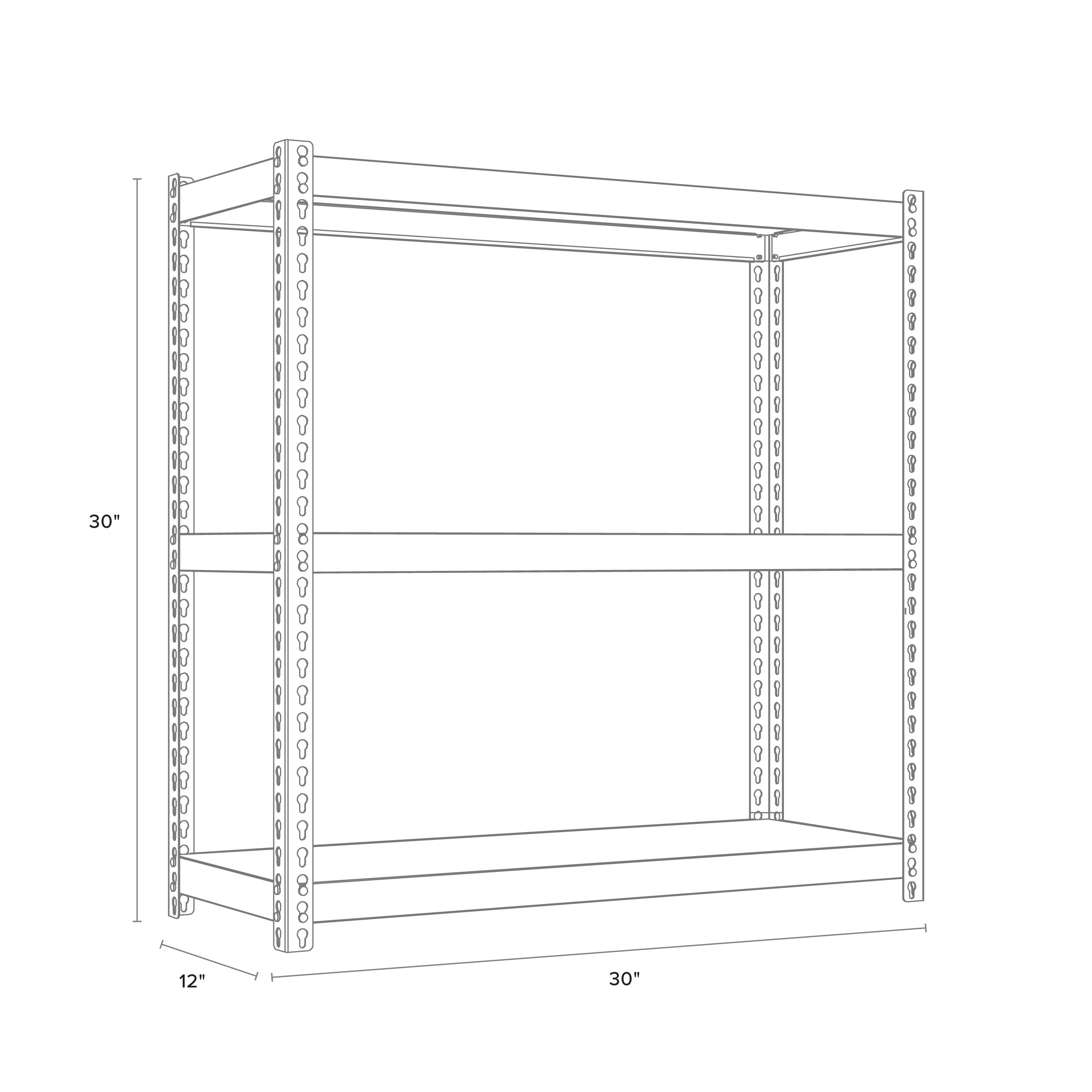 Space Solutions 1000 Riveted Metal Shelving 3-Shelf Unit 12D x 30W x 30H Black