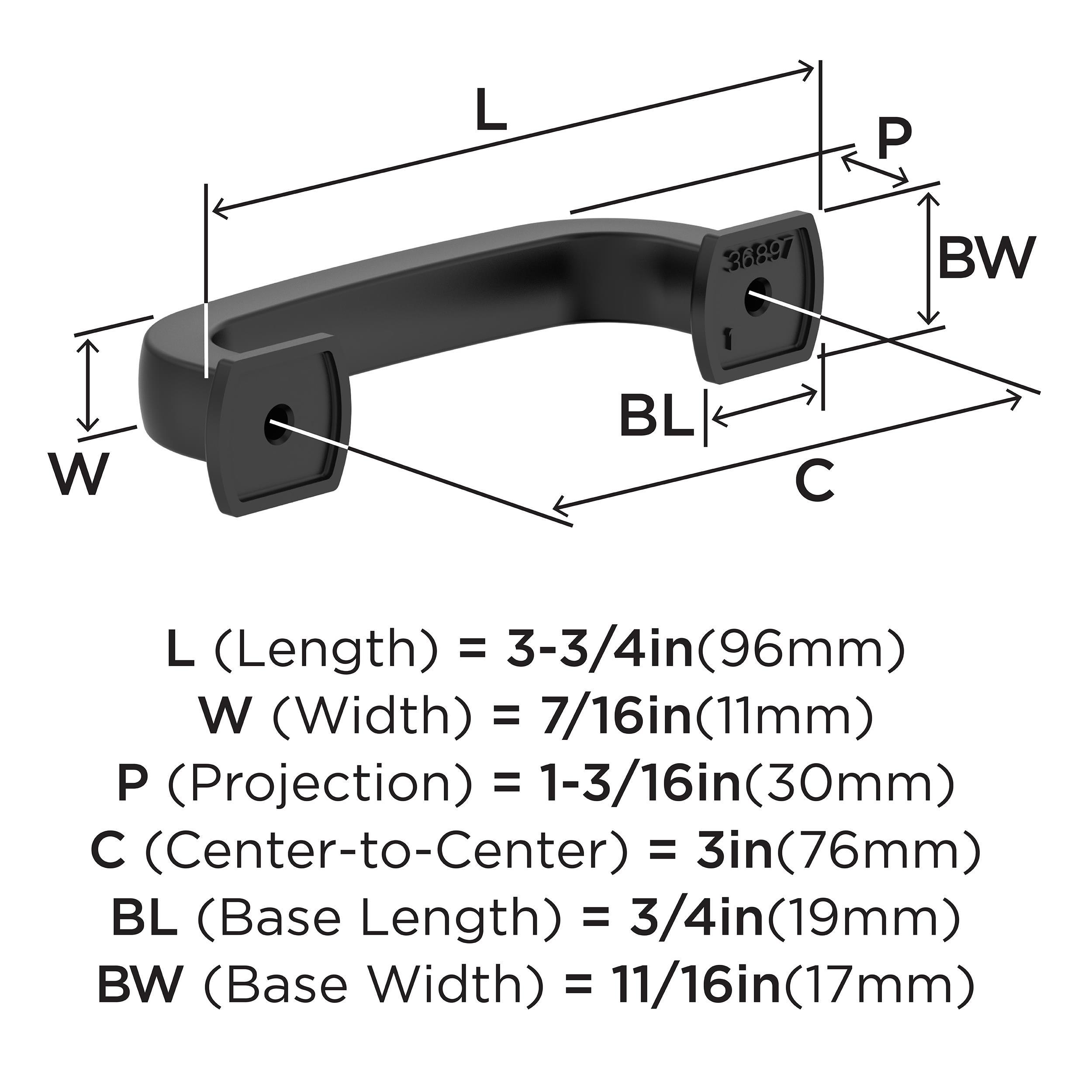 Amerock Surpass 3 inch (76mm) Center-to-Center Matte Black Cabinet Pull