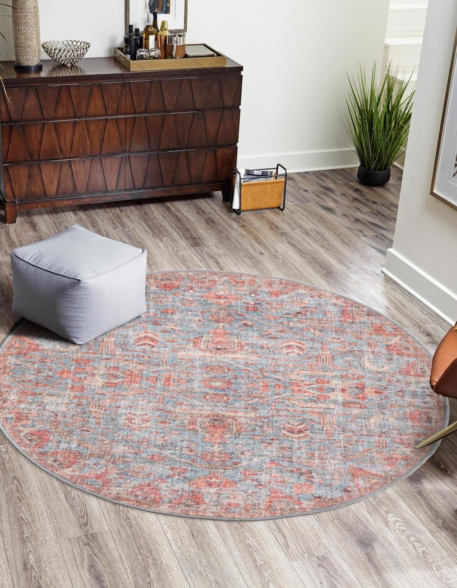 Unique Loom 3' 3 x 3' 3 Nostalgia Olivia Machine Washable Antique Blue Area Rug