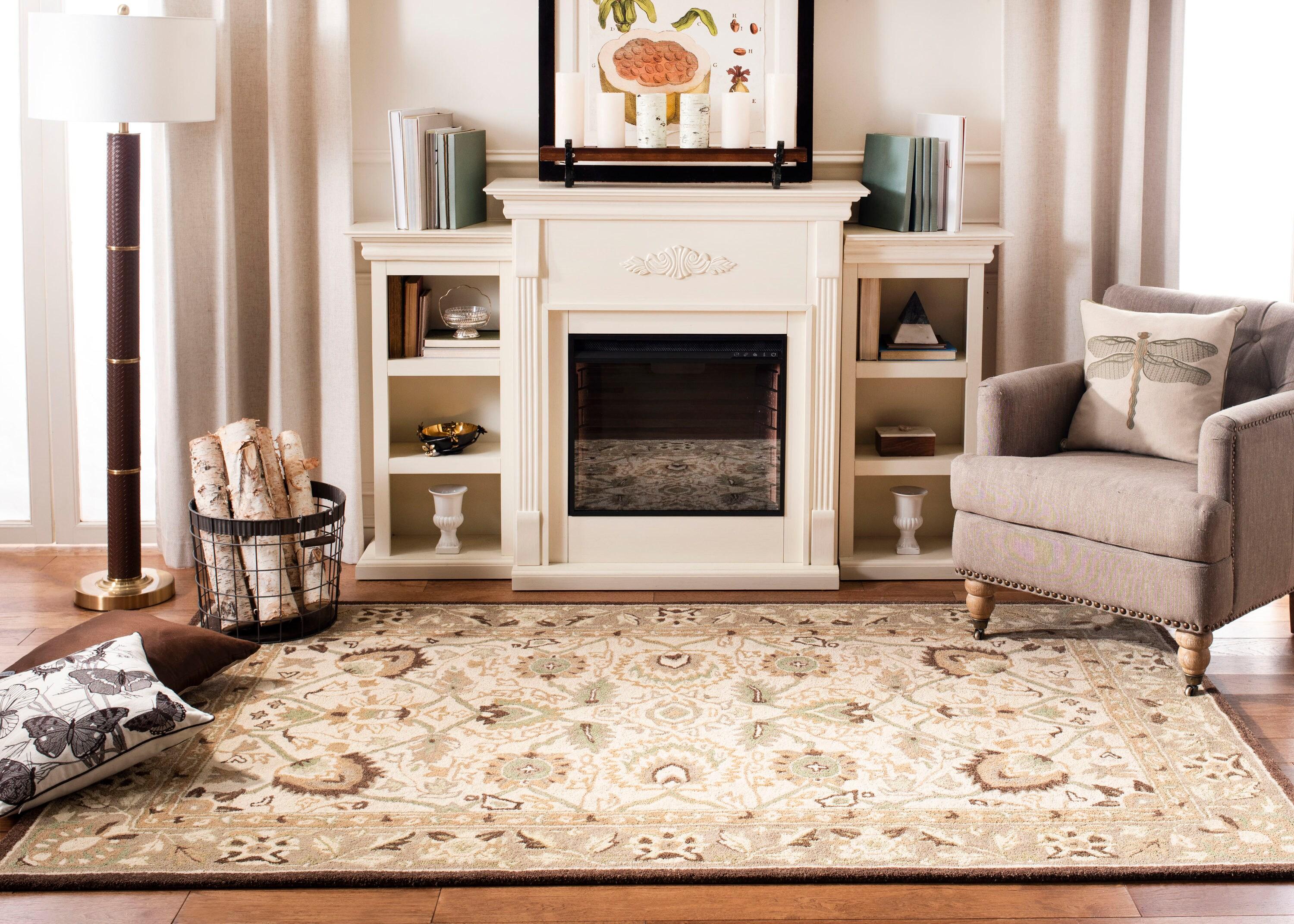Anatolia AN512 Hand Tufted Indoor Area Rug - Ivory/Brown - 8'x8' - Safavieh