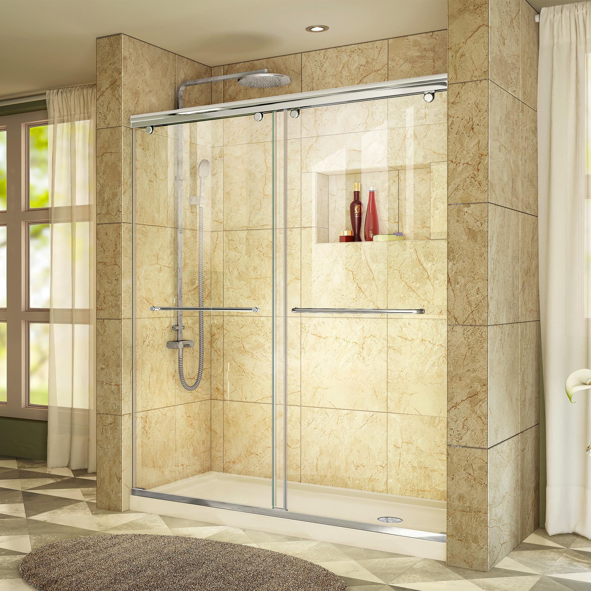 Charisma 60" W x 34" D x 78.75" H Frameless Rectangle Sliding Shower Enclosure with Base Included