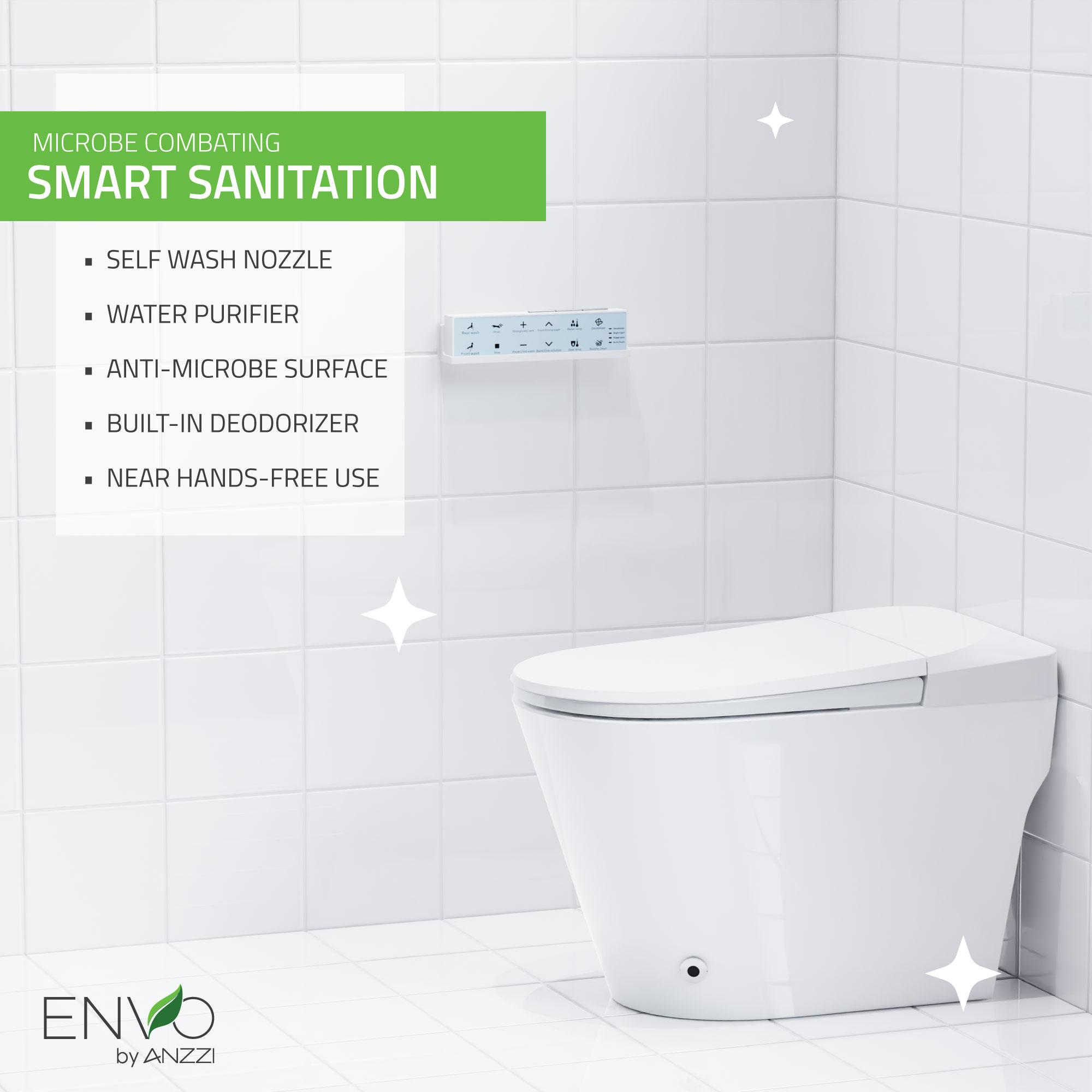 Swcorp TL-STFF950WH Envo Echo Elongated Smart Toilet Bidet in White with Auto Open, Auto Close, Auto Flush & Heated Seat