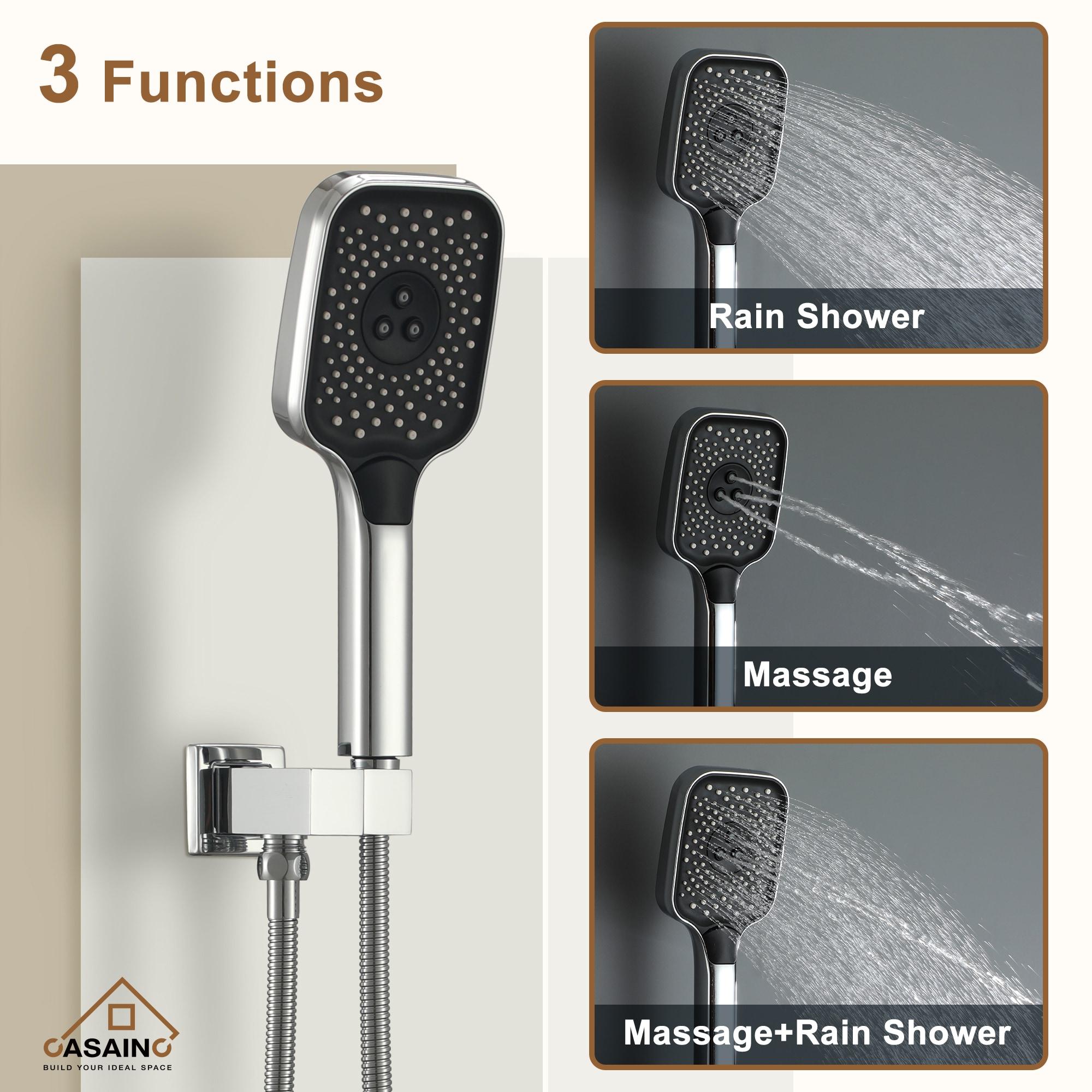 Rainfall Symphony 3-Function Dual Shower Head Thermostatic Shower System with 3 Sprays Handheld