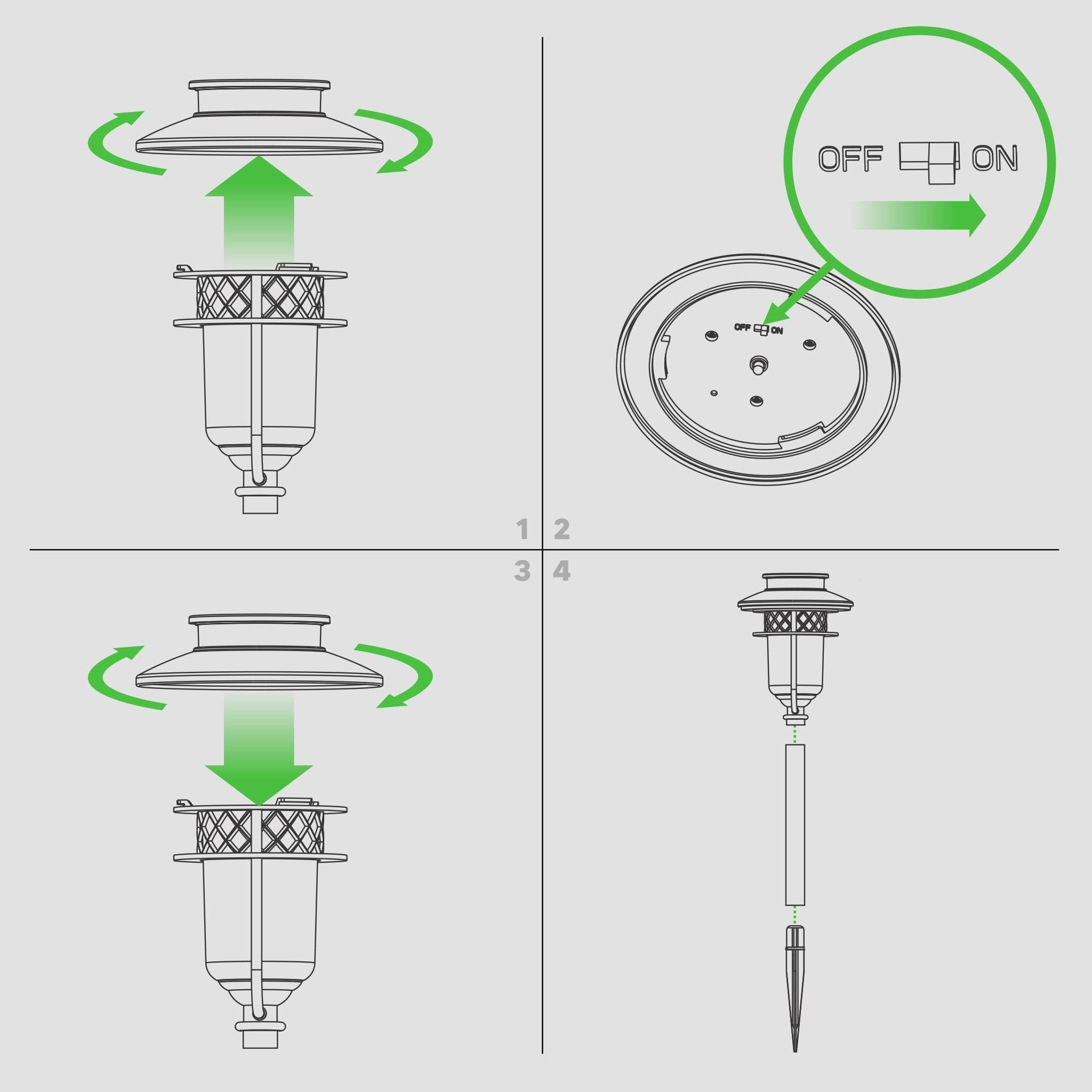 Black Low Voltage Solar Powered Integrated LED Pathway Light Pack (Set of 2)