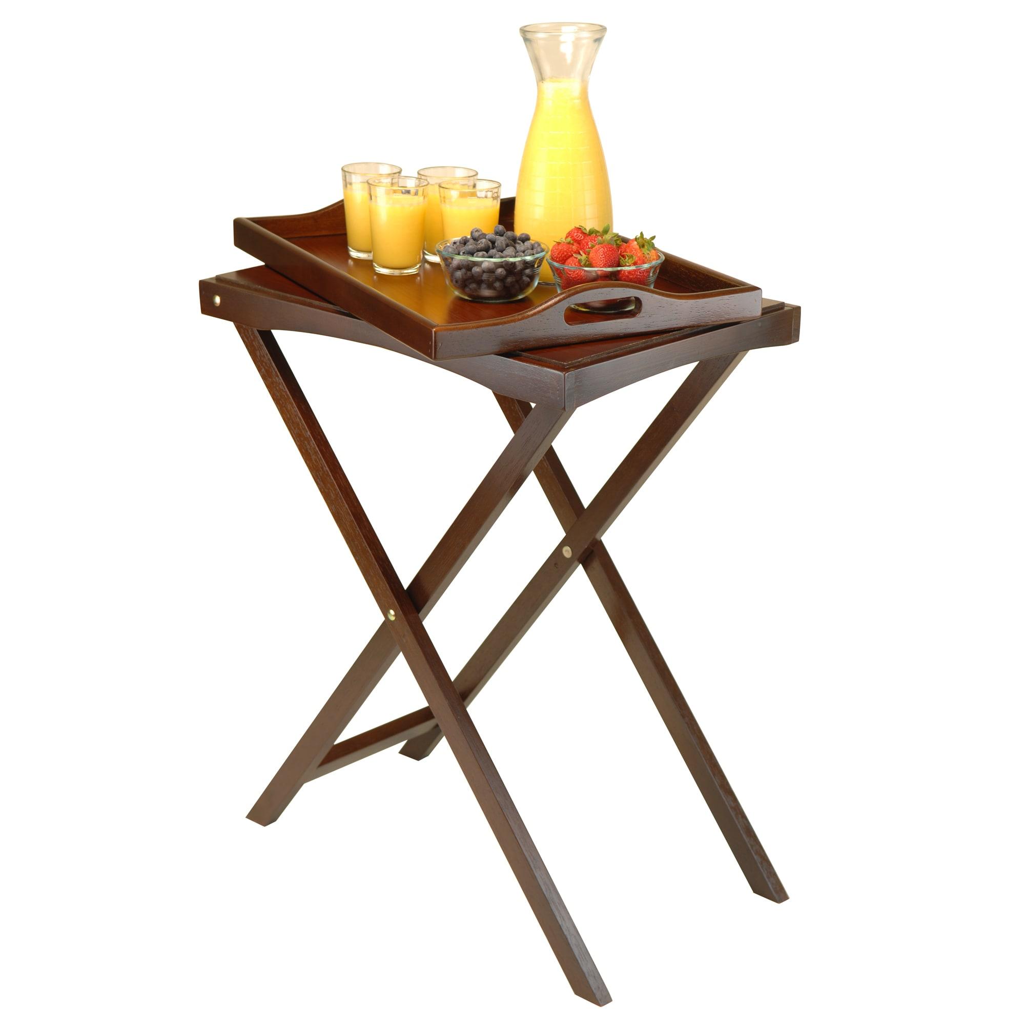 Devon Butler Table with Serving Tray Wood/Walnut - Winsome: Elegant Hardwood Frame, Composite Surface, Bar Cart Design