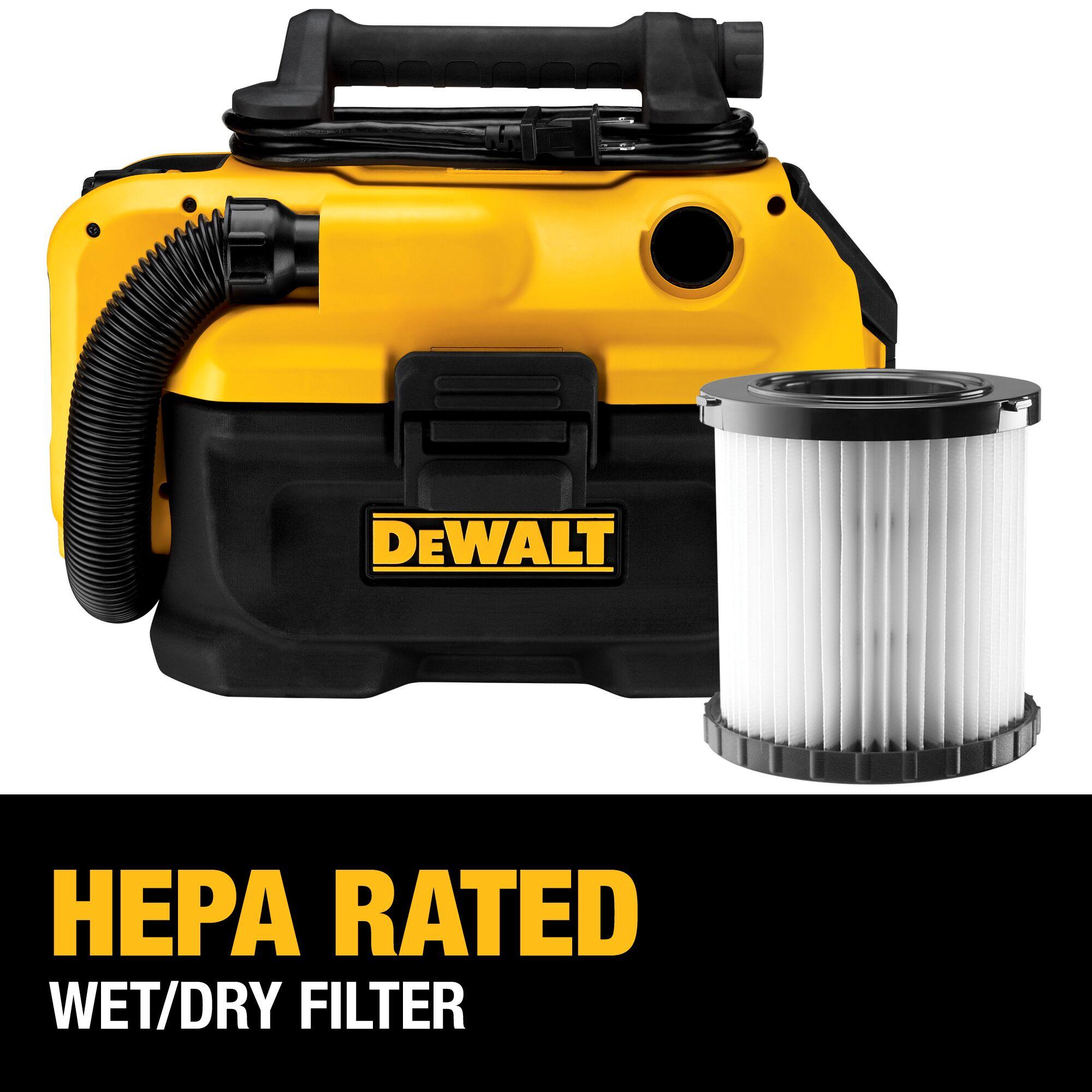 Yellow and Black Cordless Wet-Dry Handheld Vacuum with HEPA Filter