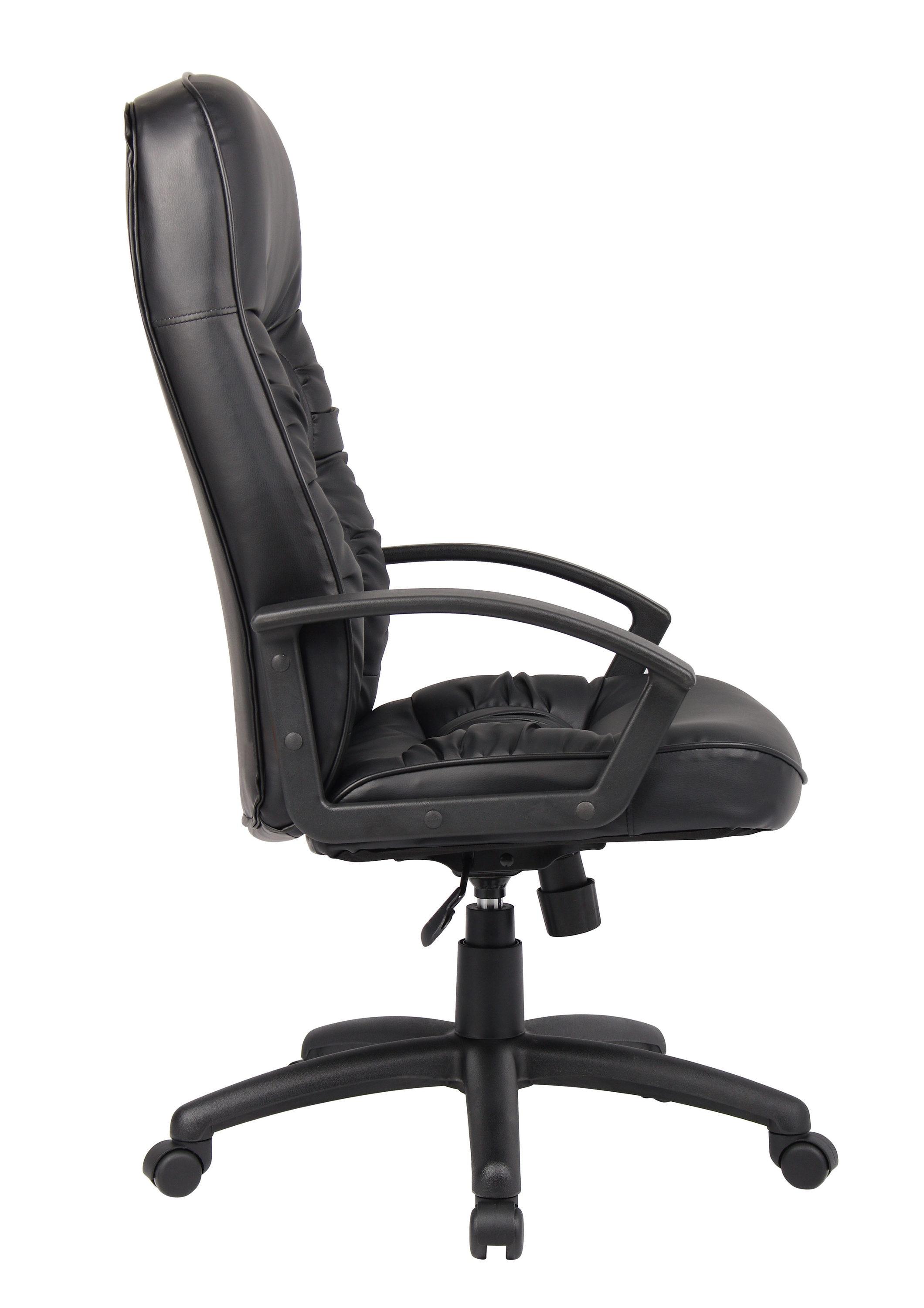 High Back LeatherPlus Chair Black - Boss Office Products: Ergonomic, Adjustable, Swivel, Casters/Wheels