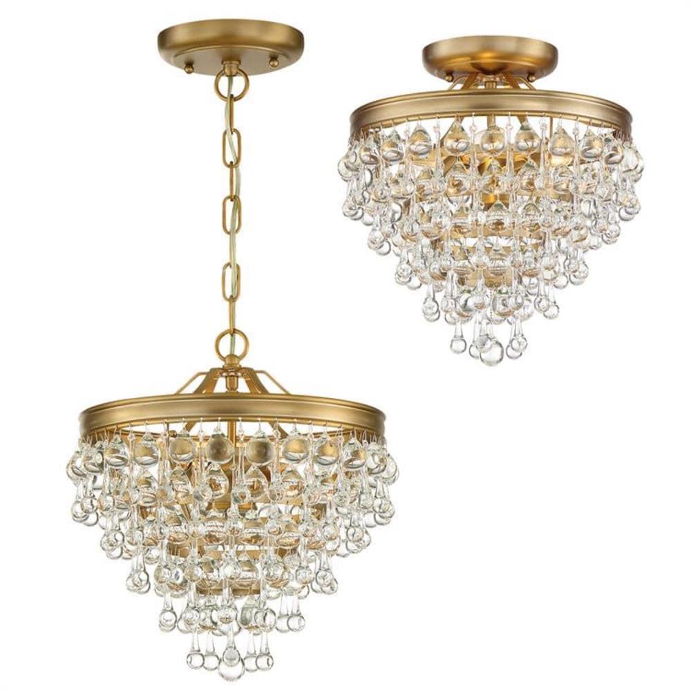 Vibrant Gold Mini Chandelier with Crystal Accents