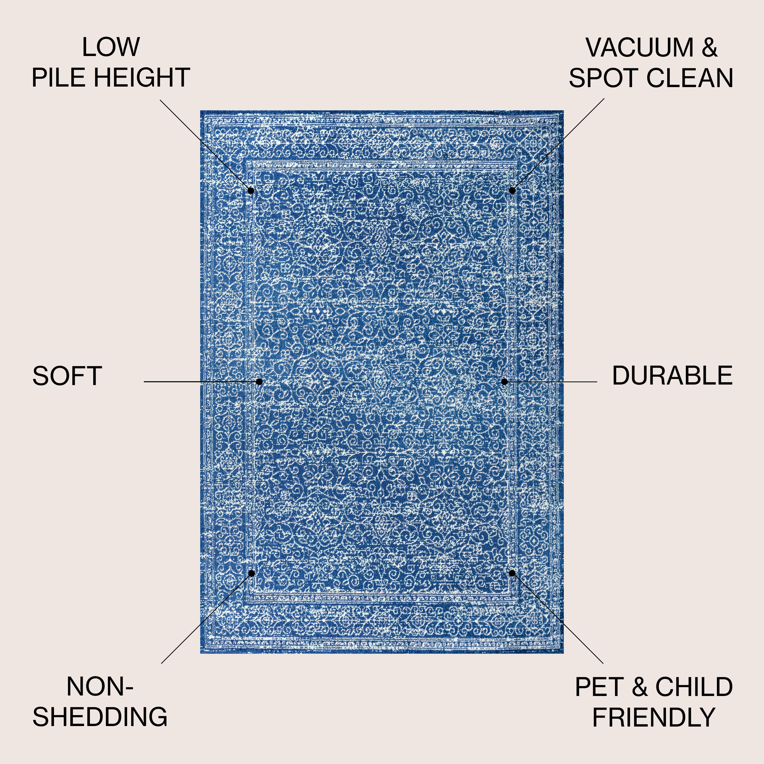 4'x6' Ferro Filigree Charcoal Black and White Area Rug, Blue - JONATHAN Y