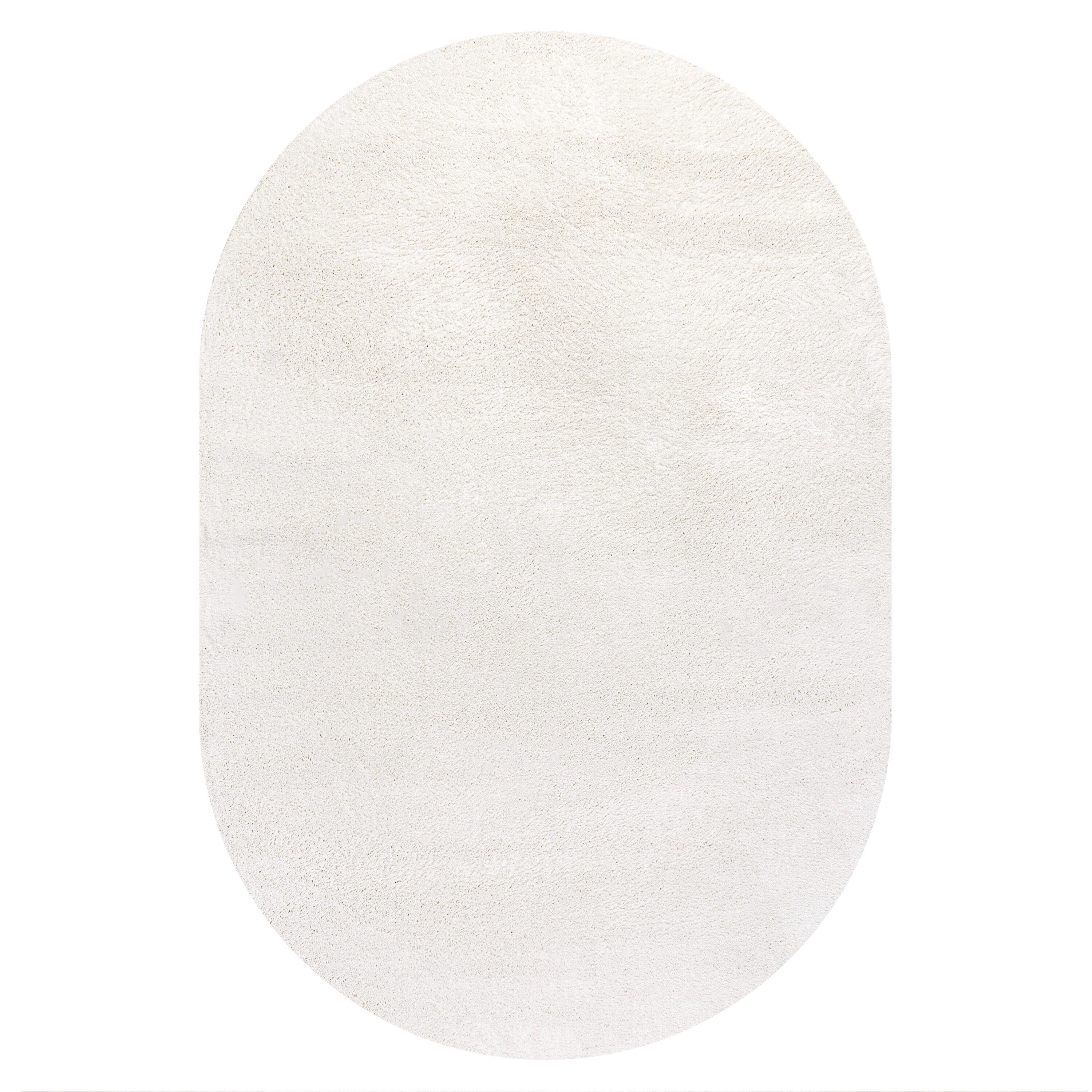 3'x5'Oval  Haze Solid Low-Pile, Cream - JONATHAN Y
