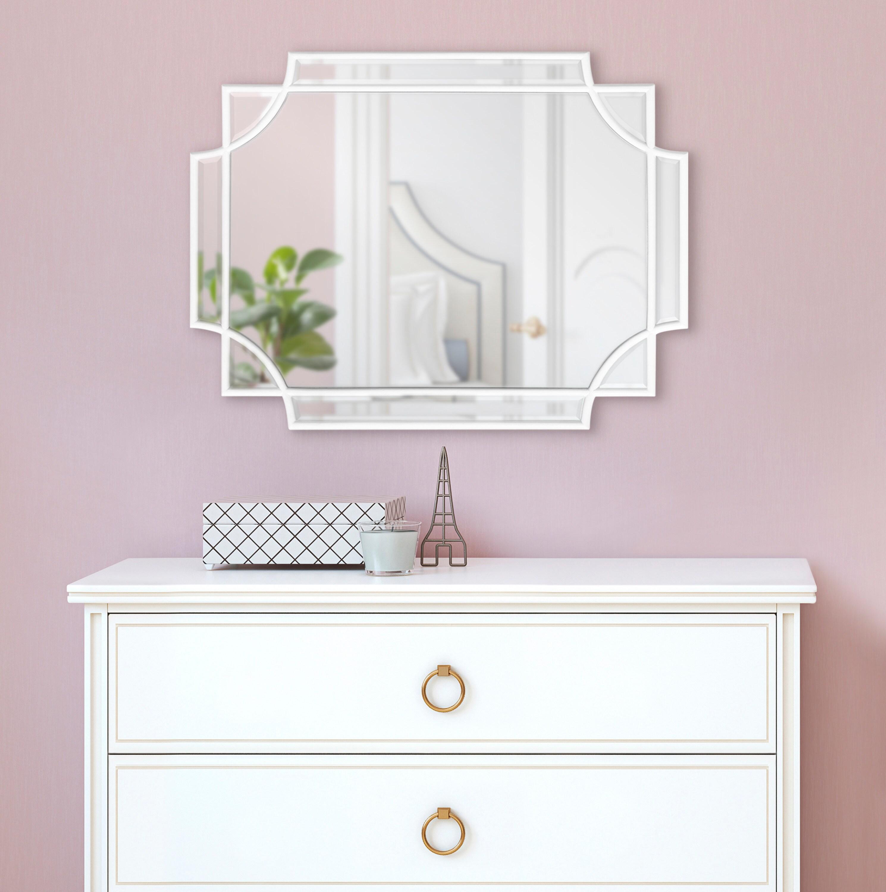 Kate & Laurel All Things Decor 18"x24" Minuette Scallop Wall Mirror White: Modern Rectangle, No Assembly Required