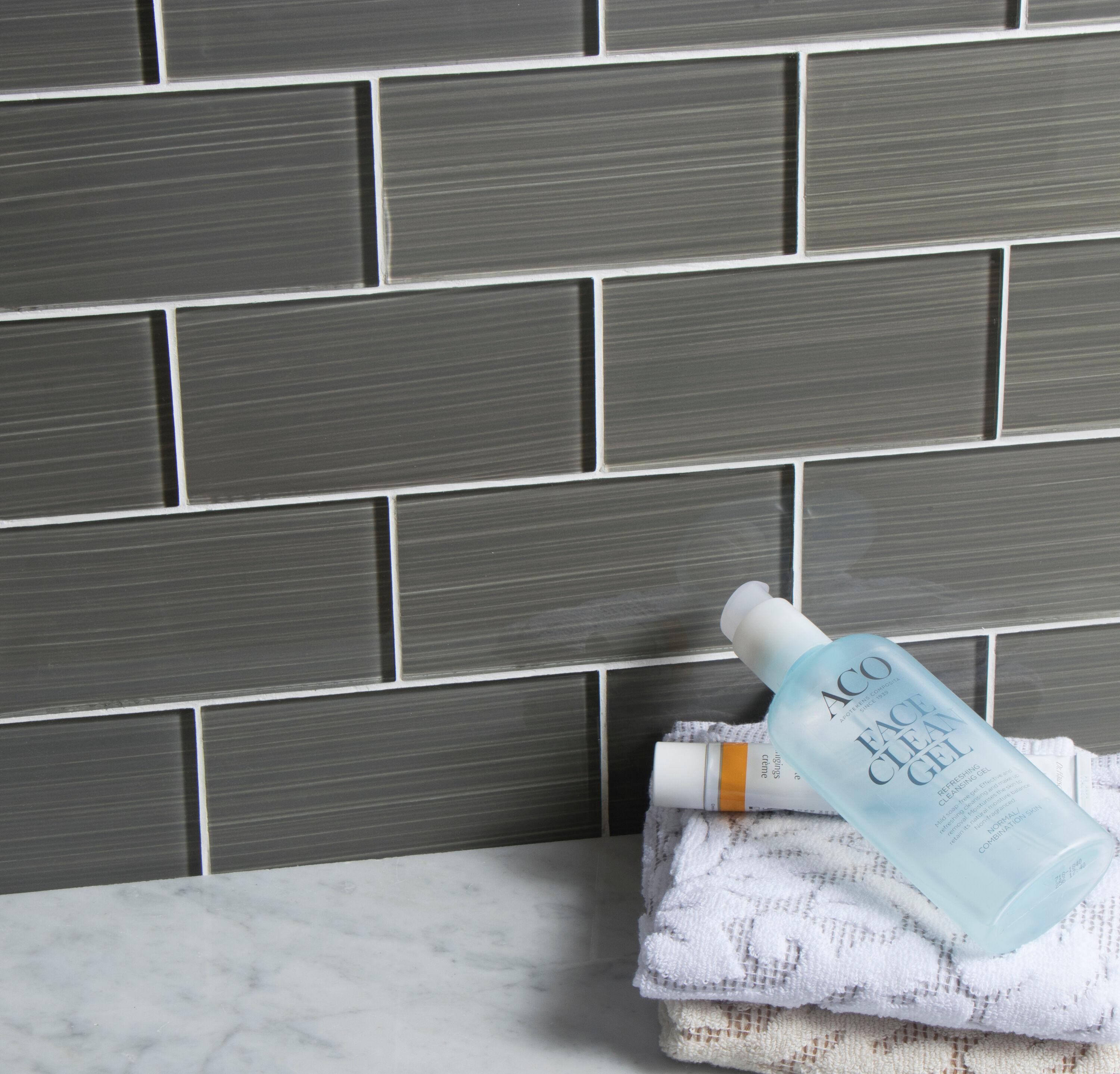 Hand Painted Series 3'' W x 6'' L Glass Peel and Stick Subway Tile