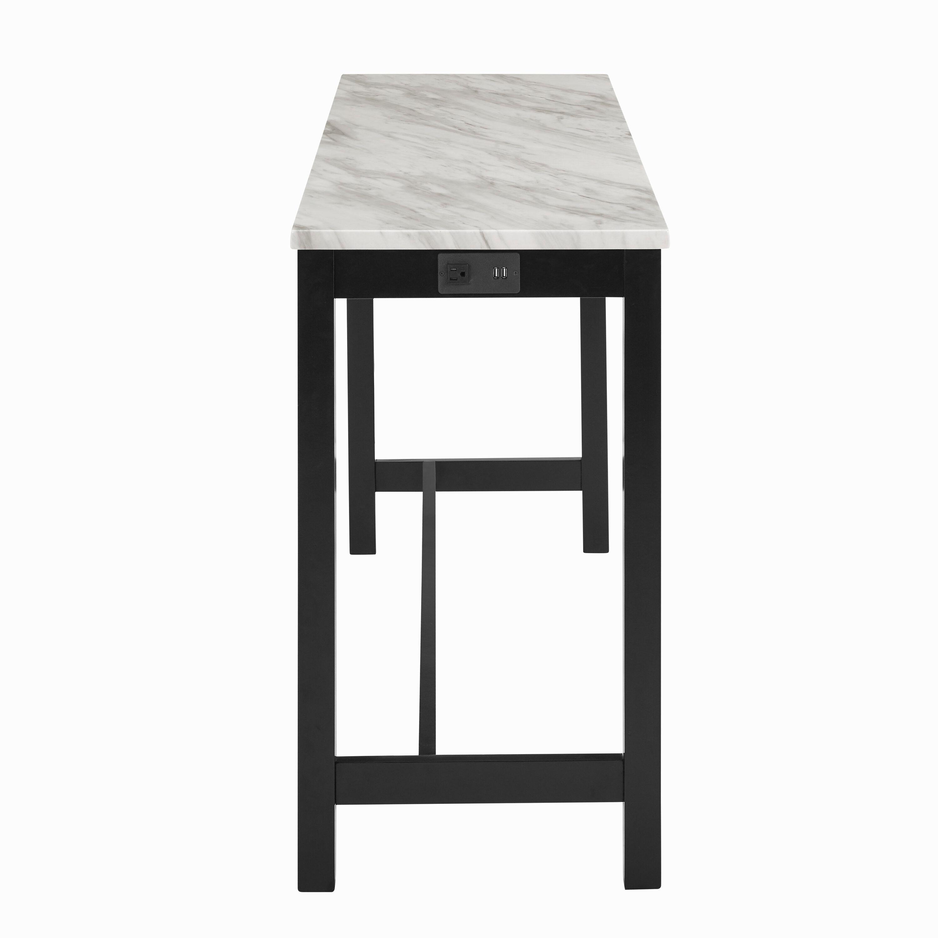 New Classic Furniture Celeste 4-Piece Faux Marble & Wood Bar Set in Blue
