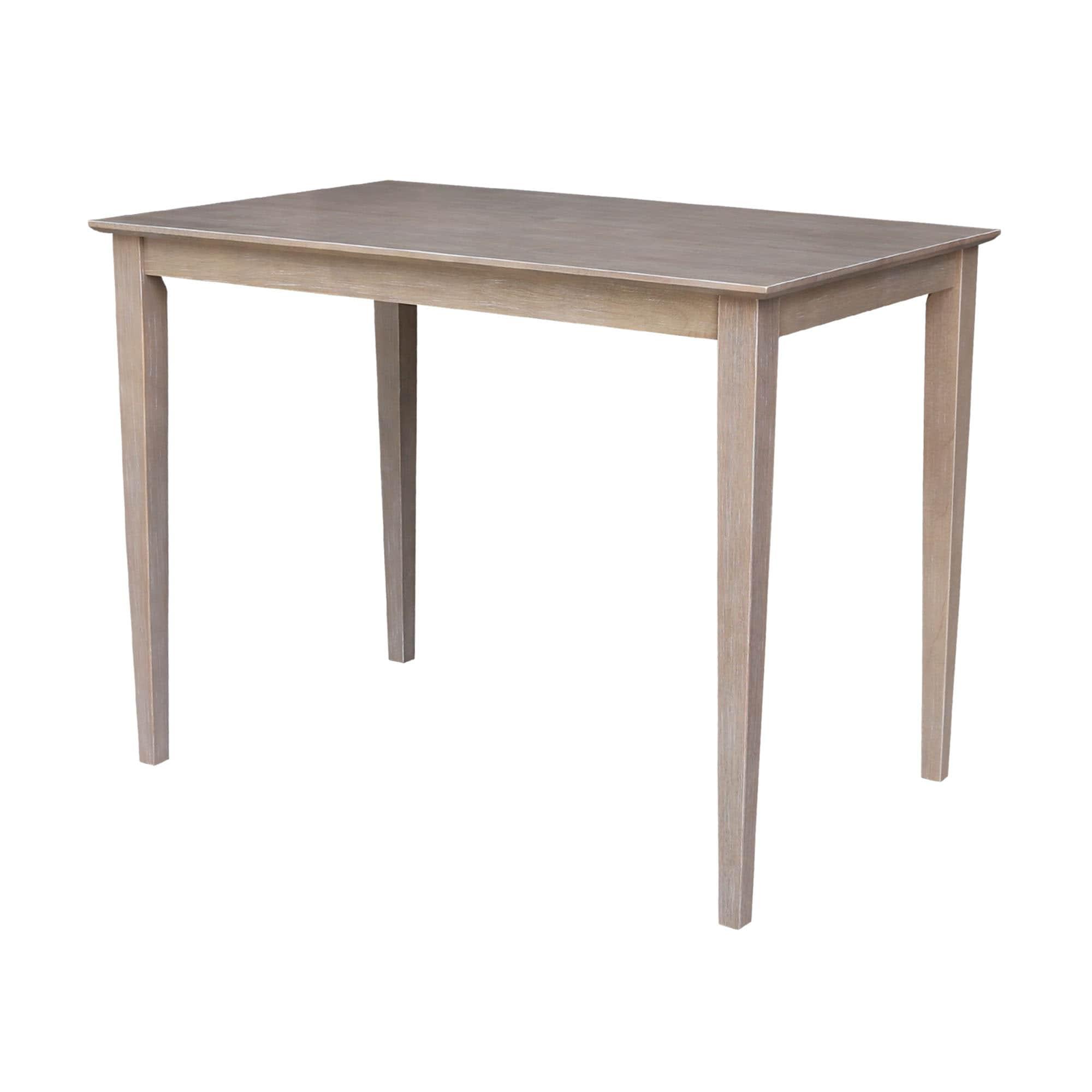 Solid Wood 30" X 48" Counter Height Table Washed Gray Taupe - International Concepts: Parawood, Non-Extension, Modern Style