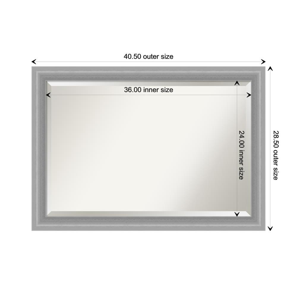 Amanti Art Bathroom Mirror, Peak Polished Nickel Narrow Wall Mirror for use as Bathroom Vanity Mirror Over Sink (28.5 x 40.5 in.) Beveled Mirror, Silver Mirror, Traditional Mirror from WI, USA
