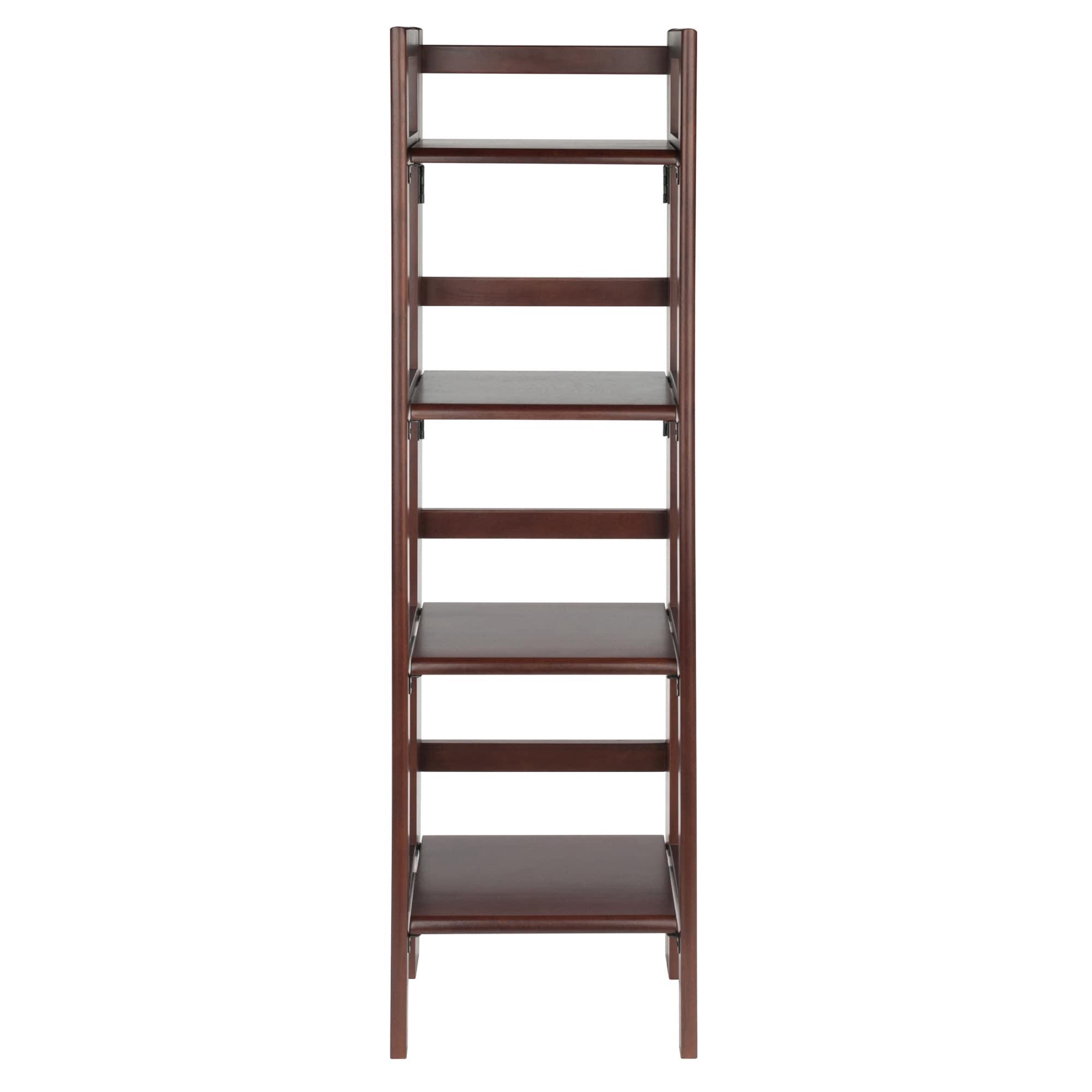 51.34" Terry Folding Bookcase Walnut - Winsome: Beech Wood, 4 Shelves, Space Saver