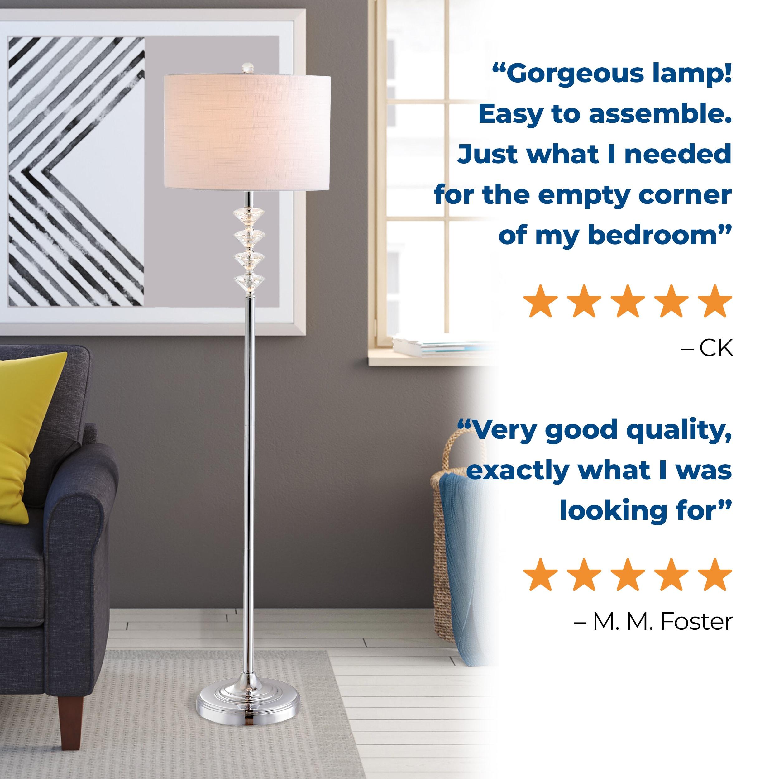 JONATHAN Y Mia 60.5" Crystal/Metal LED Floor Lamp, Clear/Chrome
