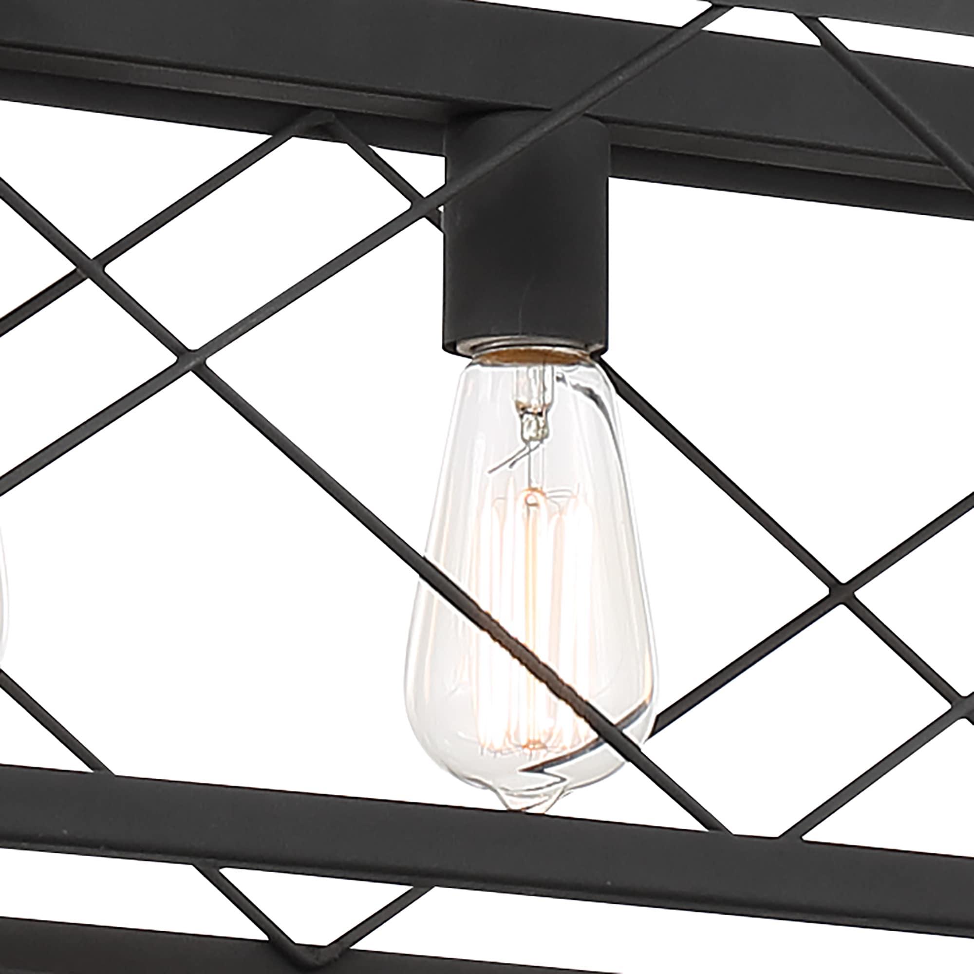 ACROMA Kiro 7-light Farmhouse 48In Linear Chandelier Industrial Rectangle Dining Lighting with UL certified Aged Zinc