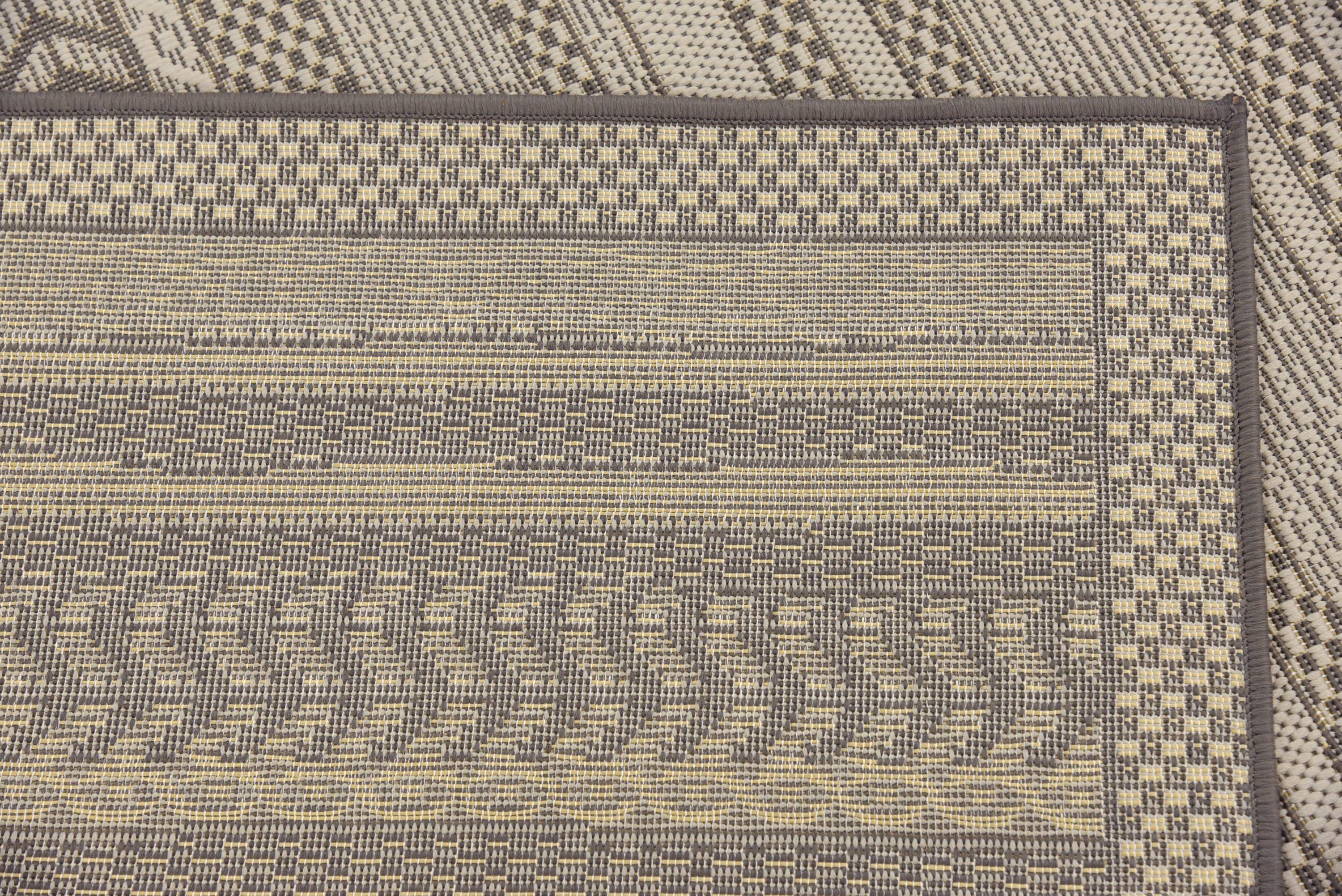 Unique Loom Outdoor Border Collection Area Rug - Lines (6' 1" Square Gray/Silver)