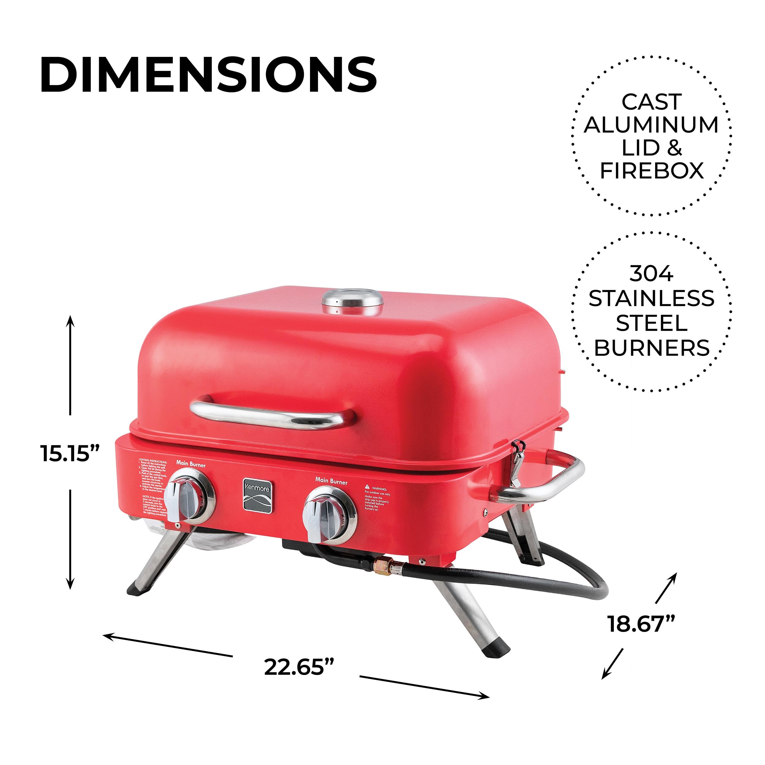 Kenmore 2-Burner Portable Tabletop Retro Gas Grill