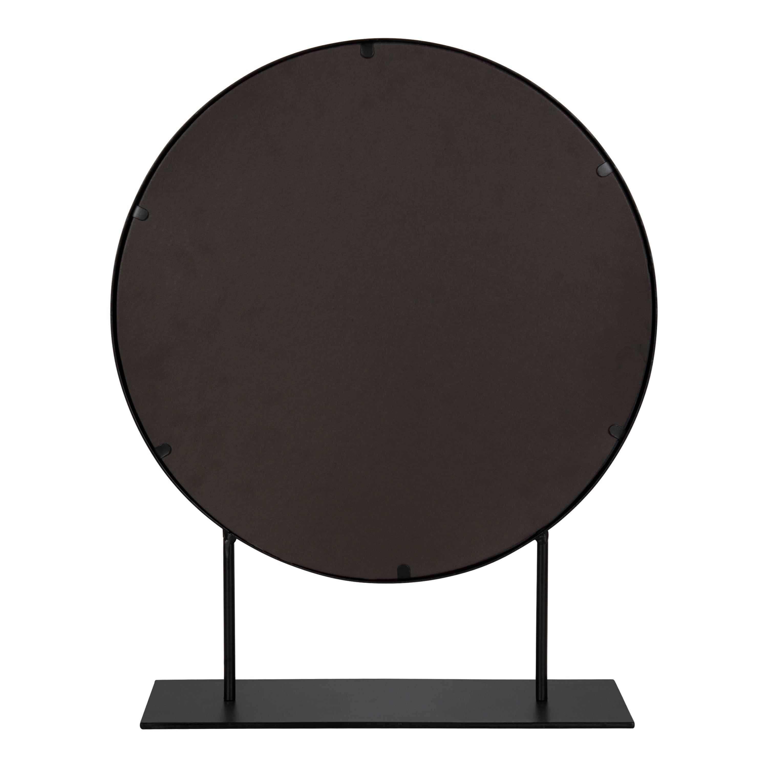 Kate and Laurel Rouen Modern Glam Round Metal Frame Table Mirror with Stand, Black